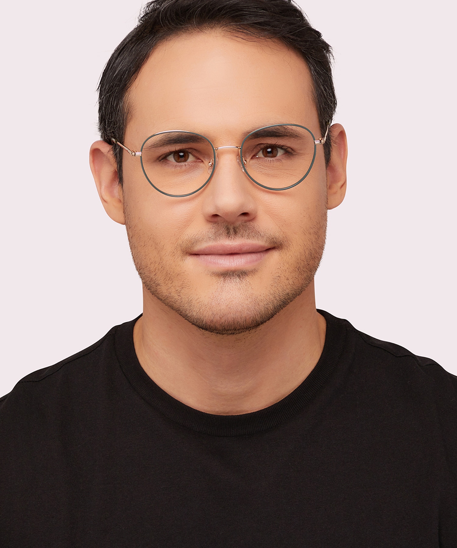 Debden Shiny Gold & Khaki MetalEyeglass Frames for Men for Glasses Direct