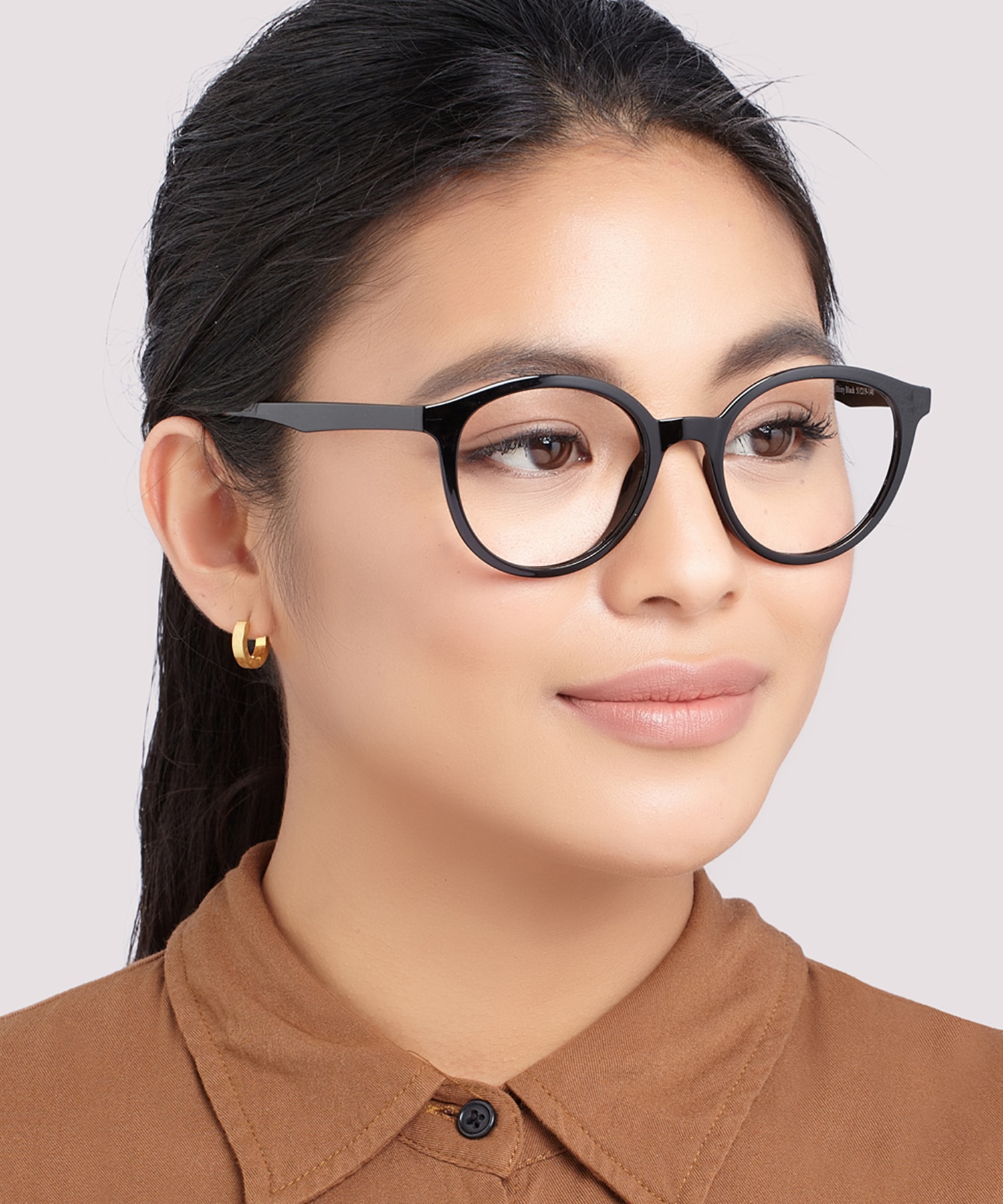 Bevis Shiny Black PlasticEyeglass Frames for Women for Glasses Direct