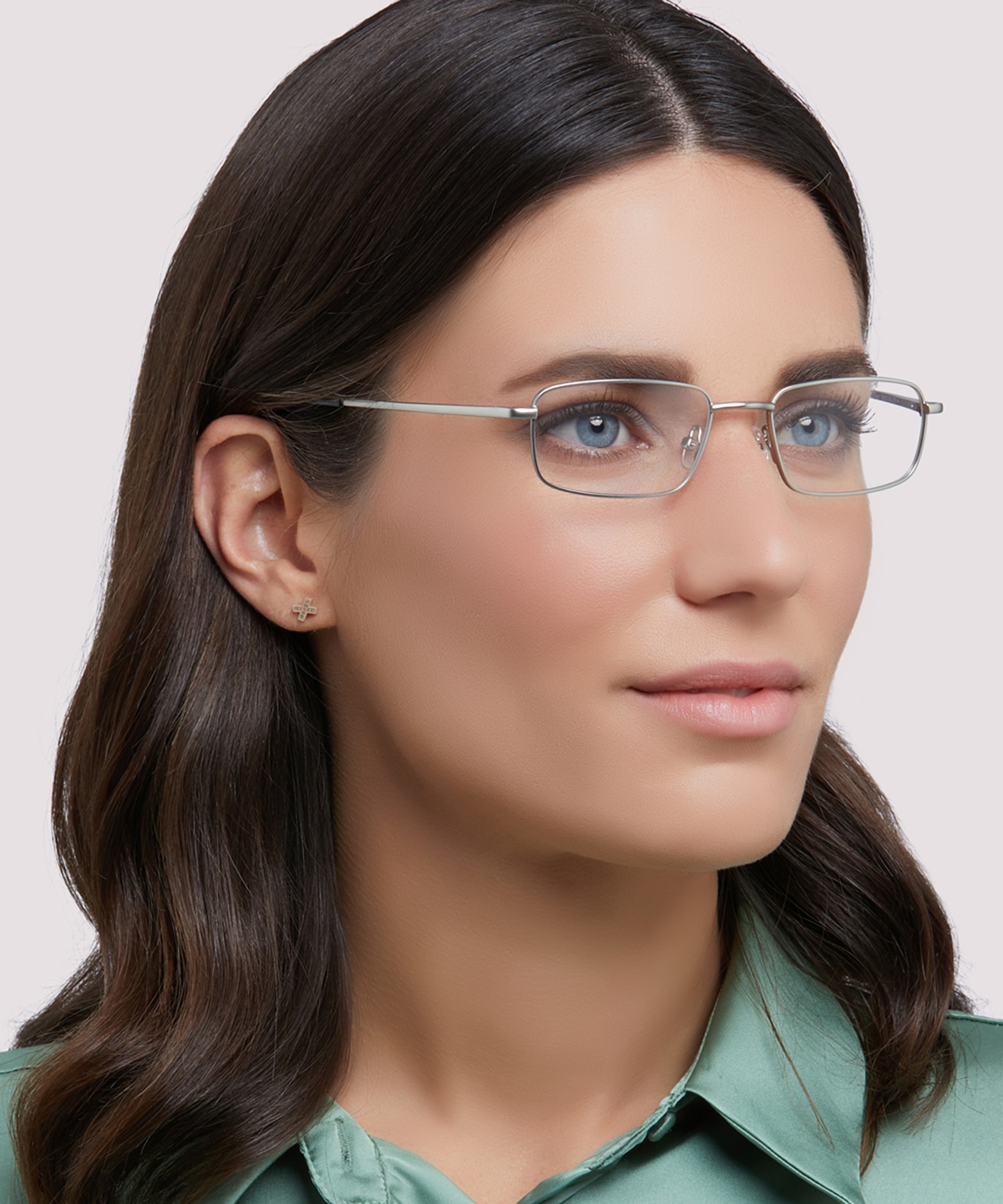 Ellis Matte Silver MetalEyeglass Frames for Women for Glasses Direct