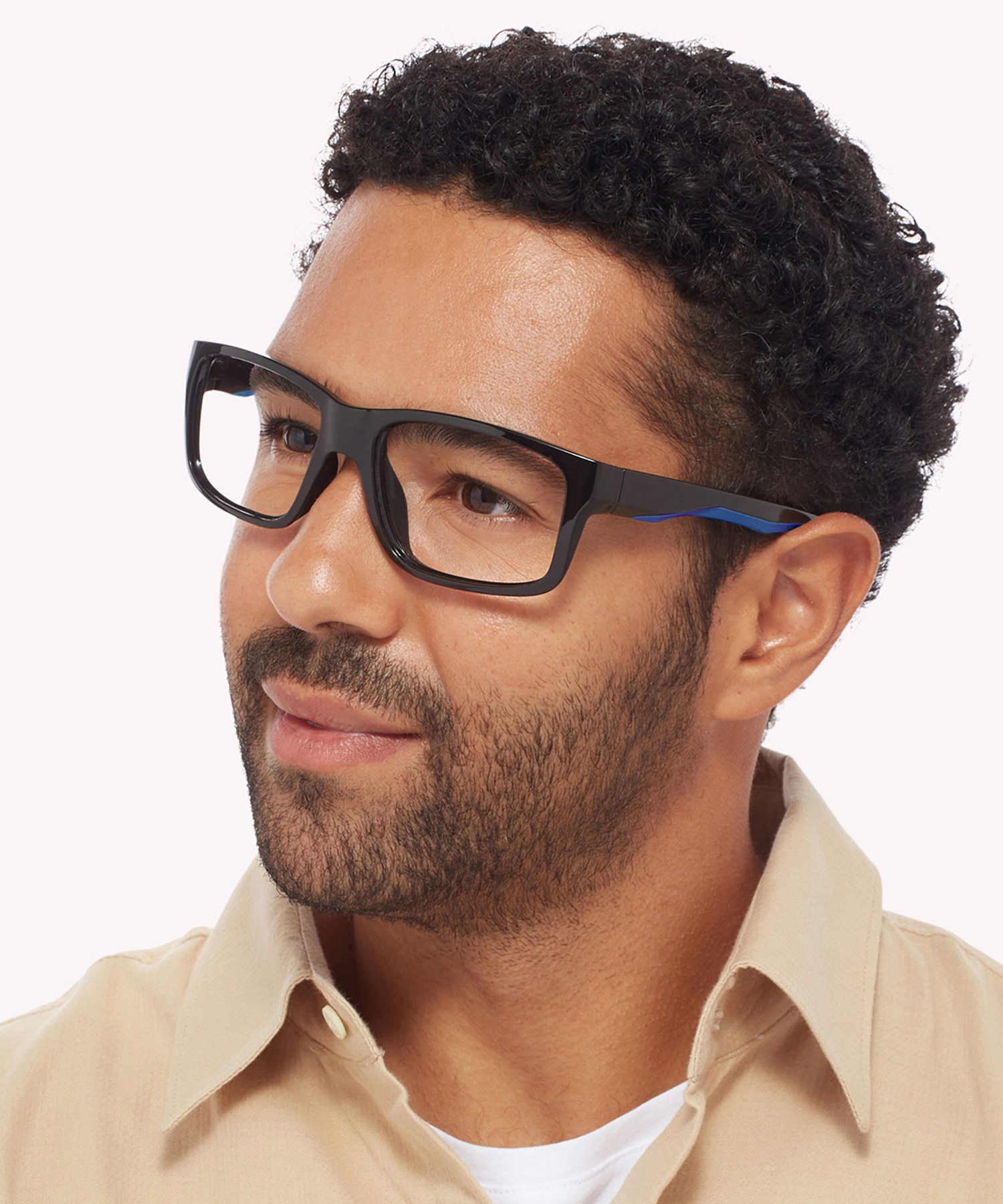 Beat Shiny Black & Blue AcetateEyeglass Frames for Men for Glasses Direct