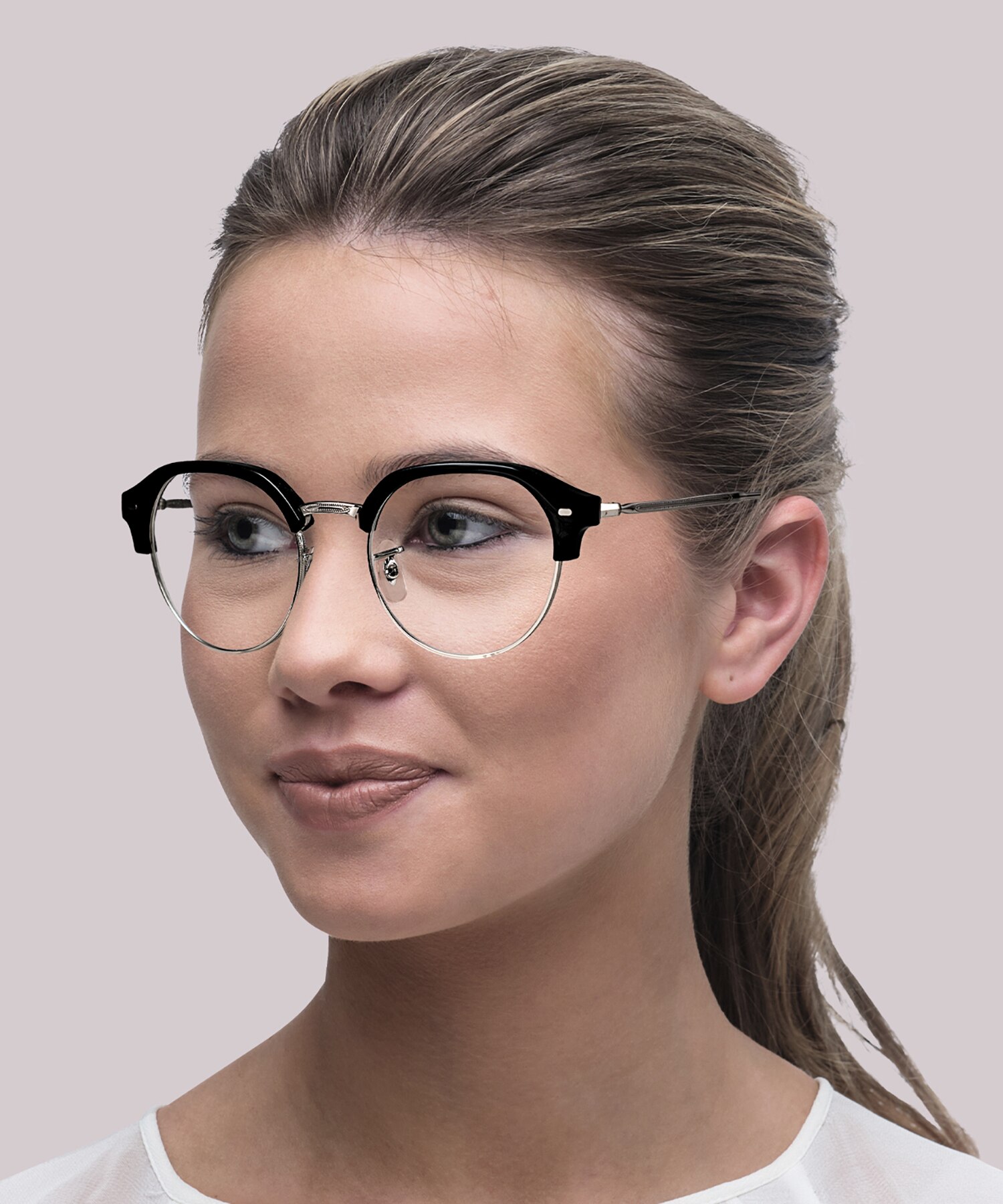 RB7229 Black On Silver PlasticEyeglass Frames for Women for Glasses Direct