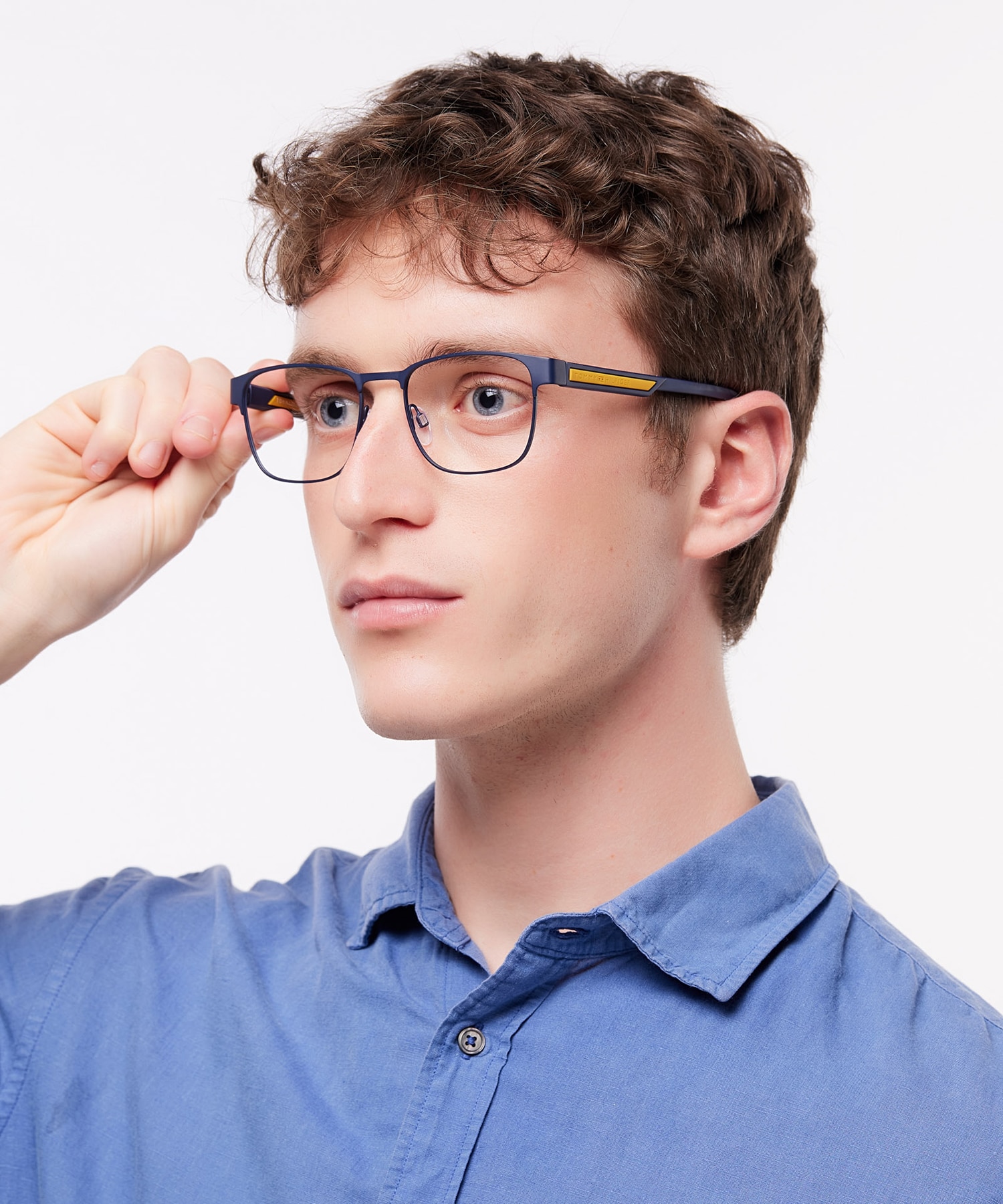 TH 2090 Blue MetalEyeglass Frames for Men for Glasses Direct