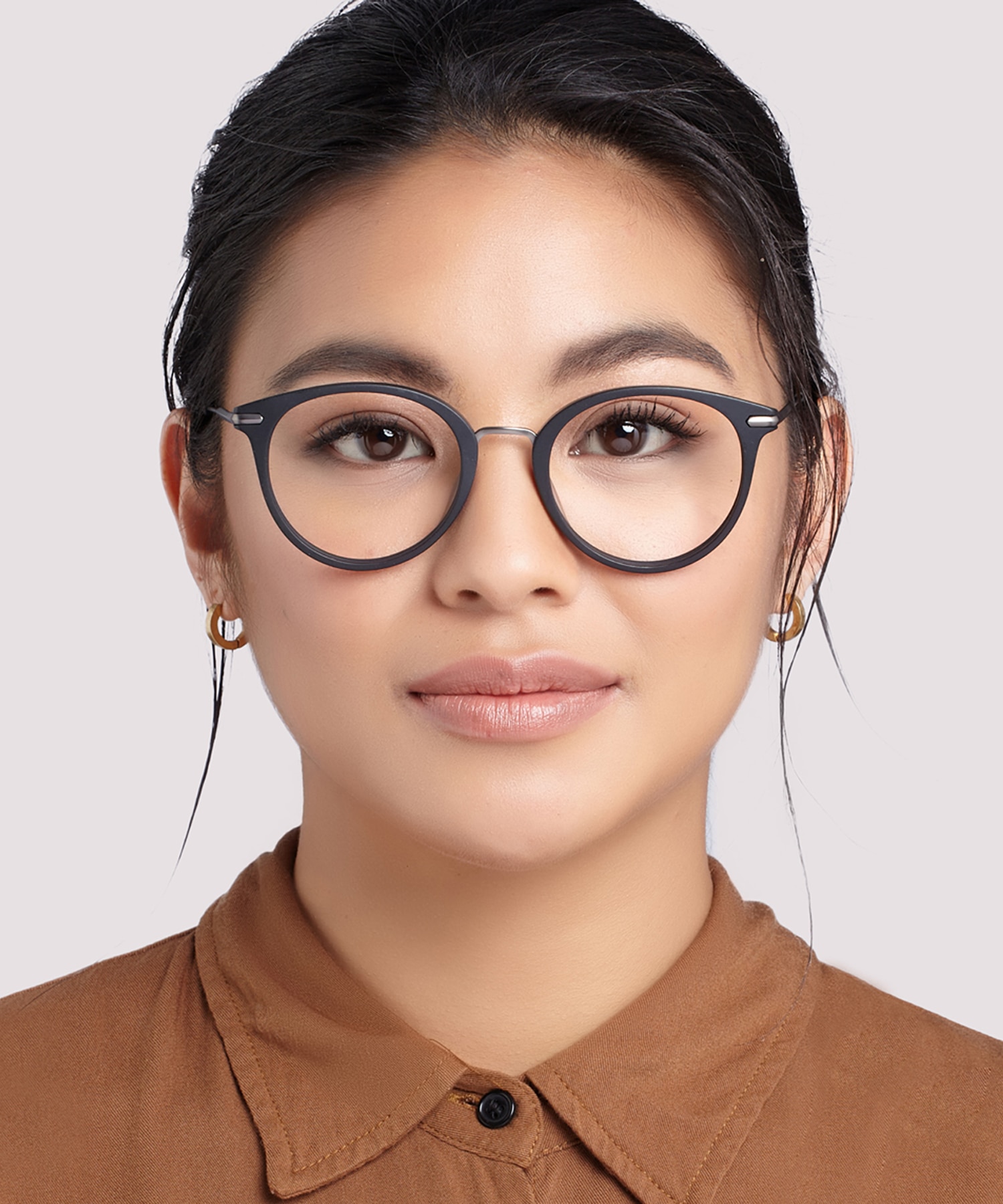 Bow Matte Black & Gunmetal AcetateEyeglass Frames for Women for Glasses Direct
