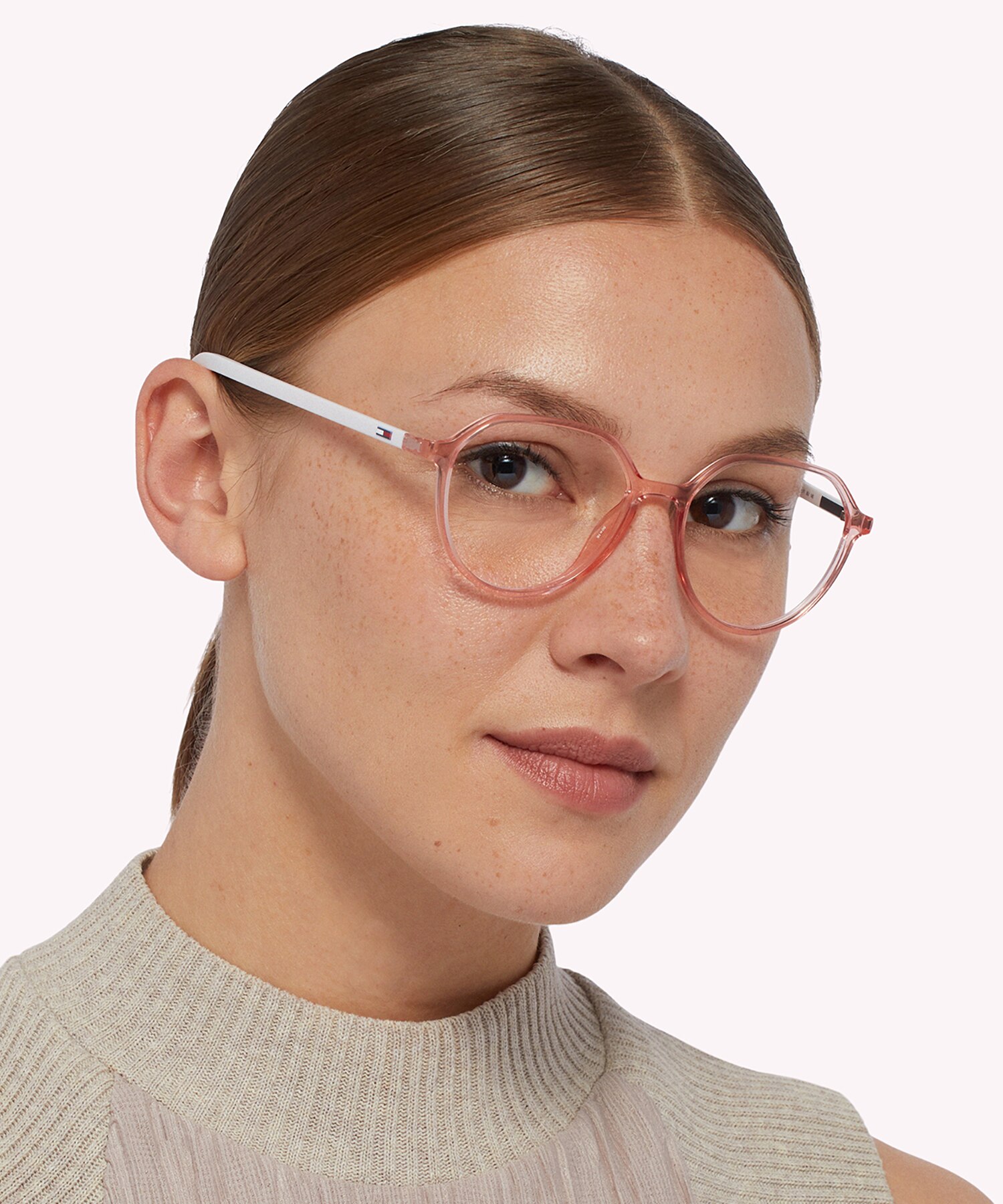 TJ 0011 Pink White PlasticEyeglass Frames for Women for Glasses Direct