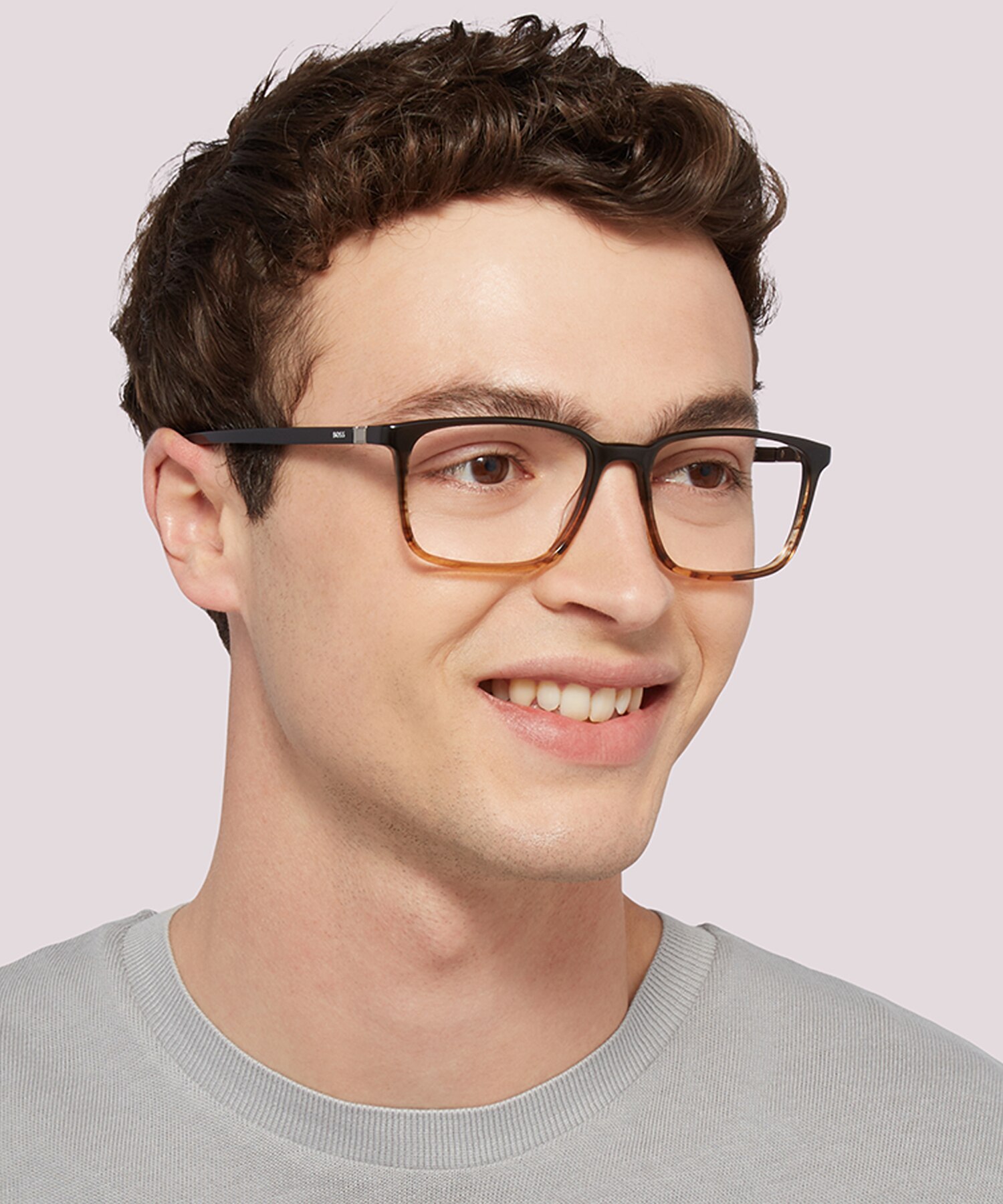 BOSS 1436 Brown Shiny AcetateEyeglass Frames for Men for Glasses Direct