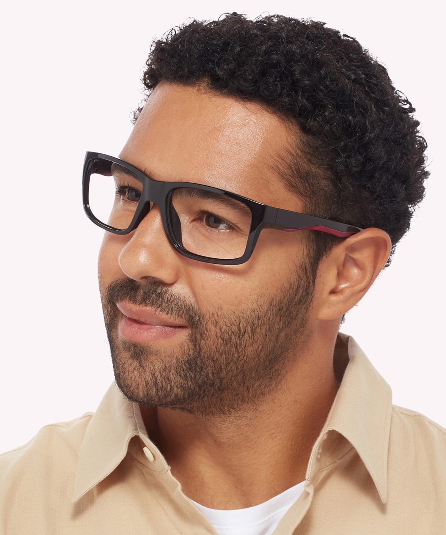 Beat Shiny Black & Red AcetateEyeglass Frames for Men for Glasses Direct