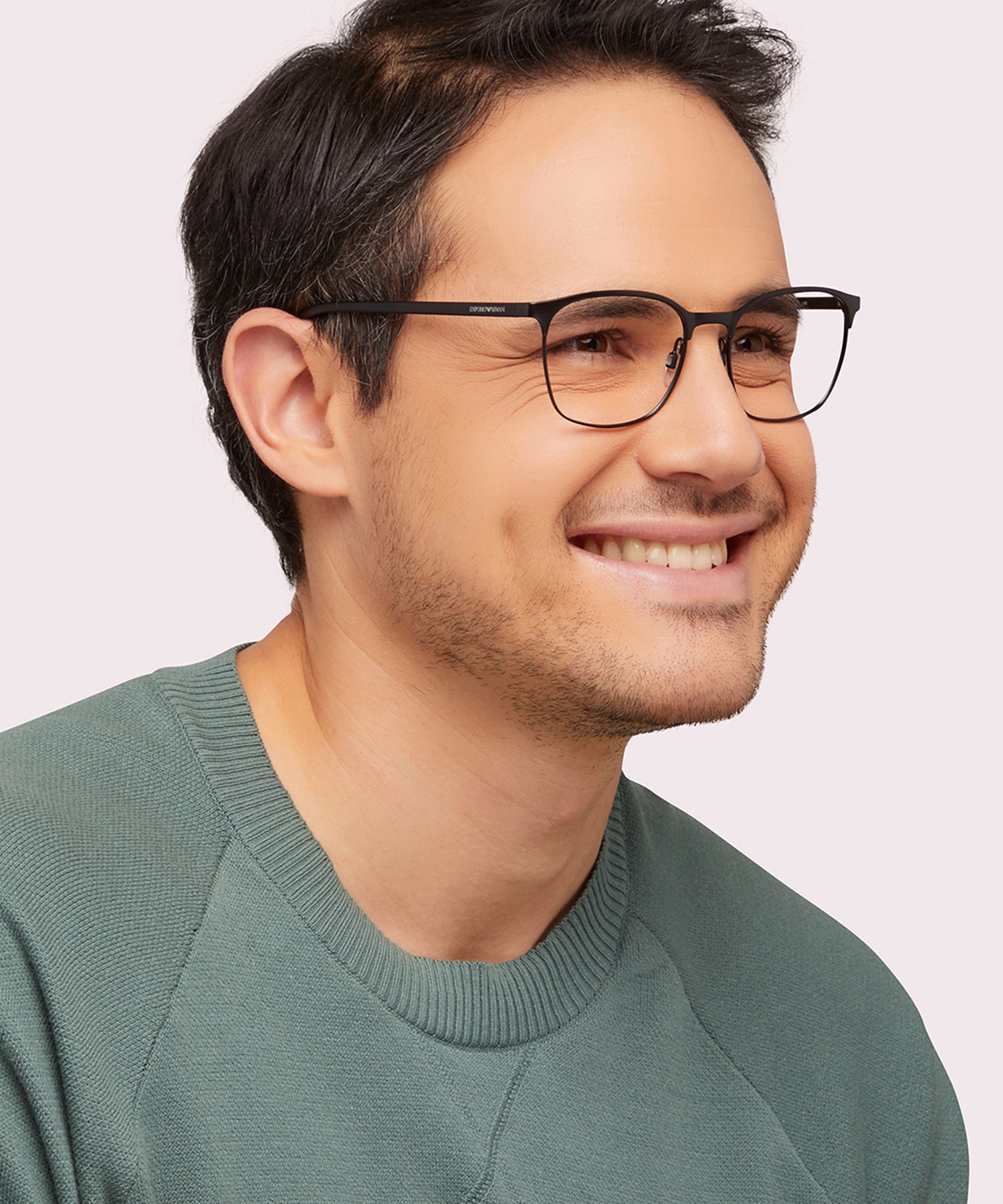 EA1114 Matte Black MetalEyeglass Frames for Men for Glasses Direct