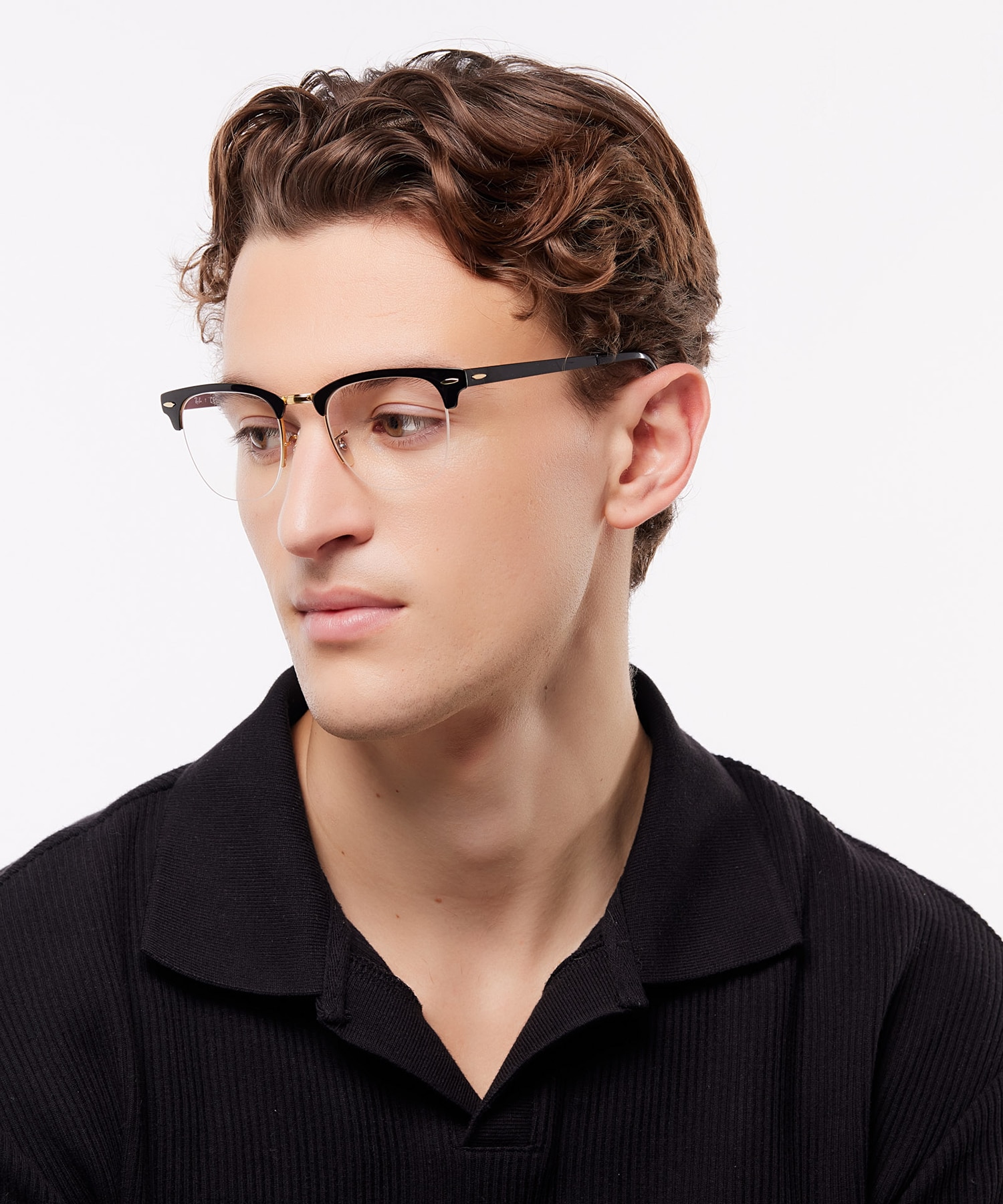RB3716VM Black On Gold MetalEyeglass Frames for Men for Glasses Direct