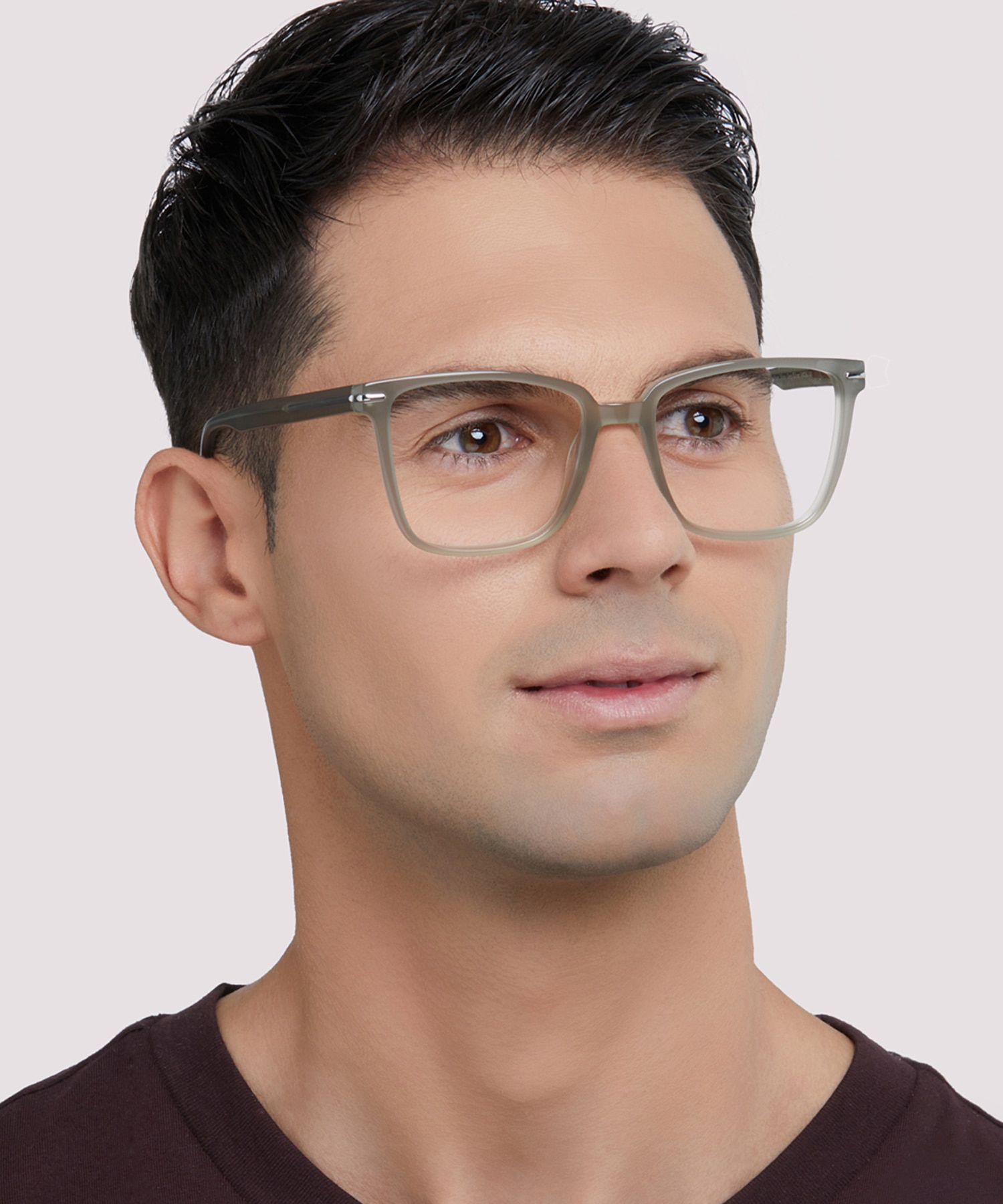 Balham Shiny Grey & Silver AcetateEyeglass Frames for Men for Glasses Direct