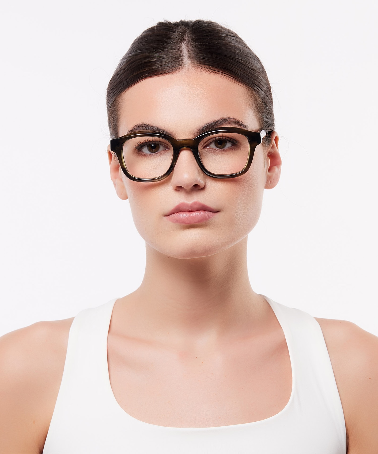 Kendal Horn Khaki Green AcetateEyeglass Frames for Women for Glasses Direct