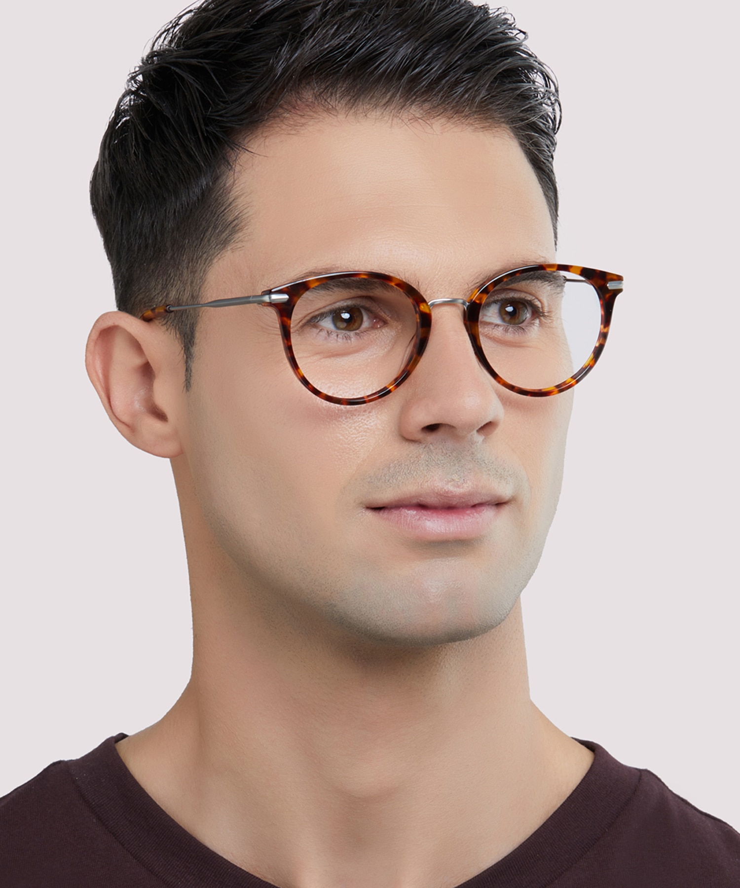 Bow Shiny Havana & Silver AcetateEyeglass Frames for Men for Glasses Direct