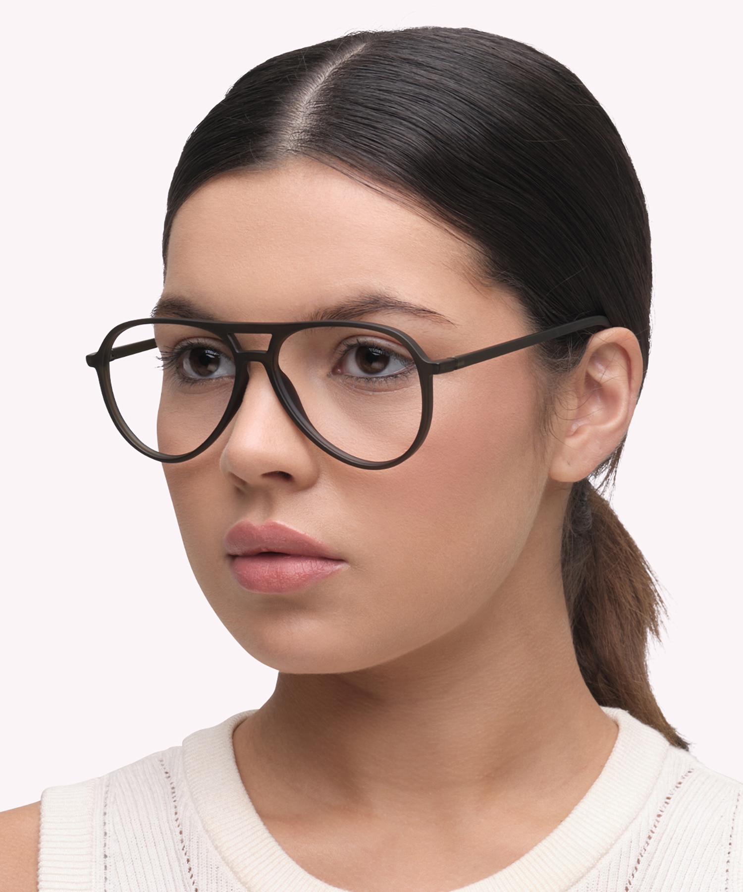 Harquin Matte Crystal Khaki PlasticSunglass Frames for Women for Glasses Direct