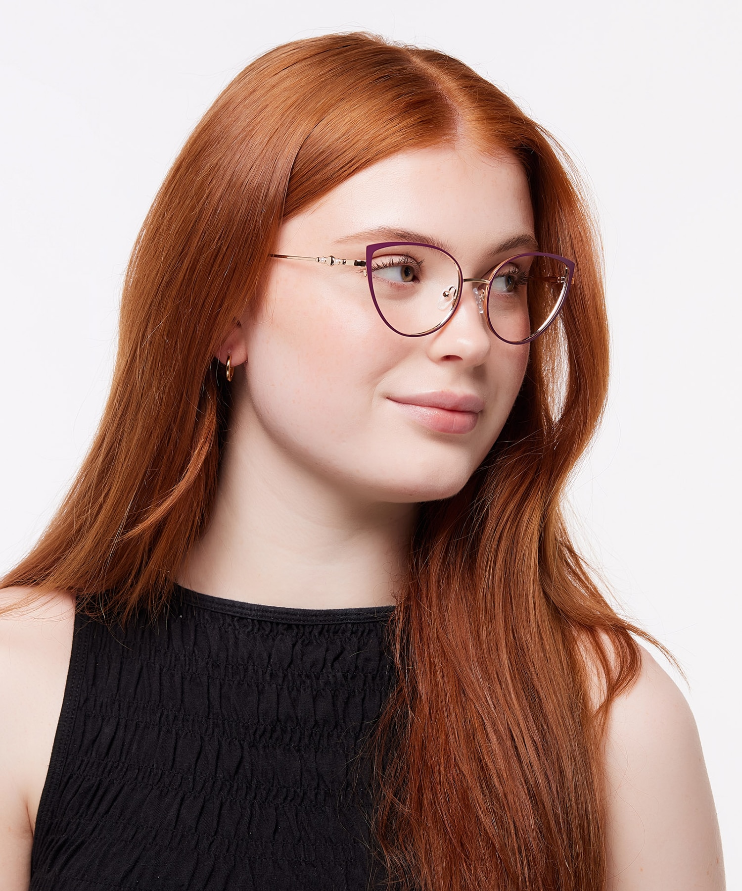 Kamila Shiny Gold & Purple MetalEyeglass Frames for Women for Glasses Direct
