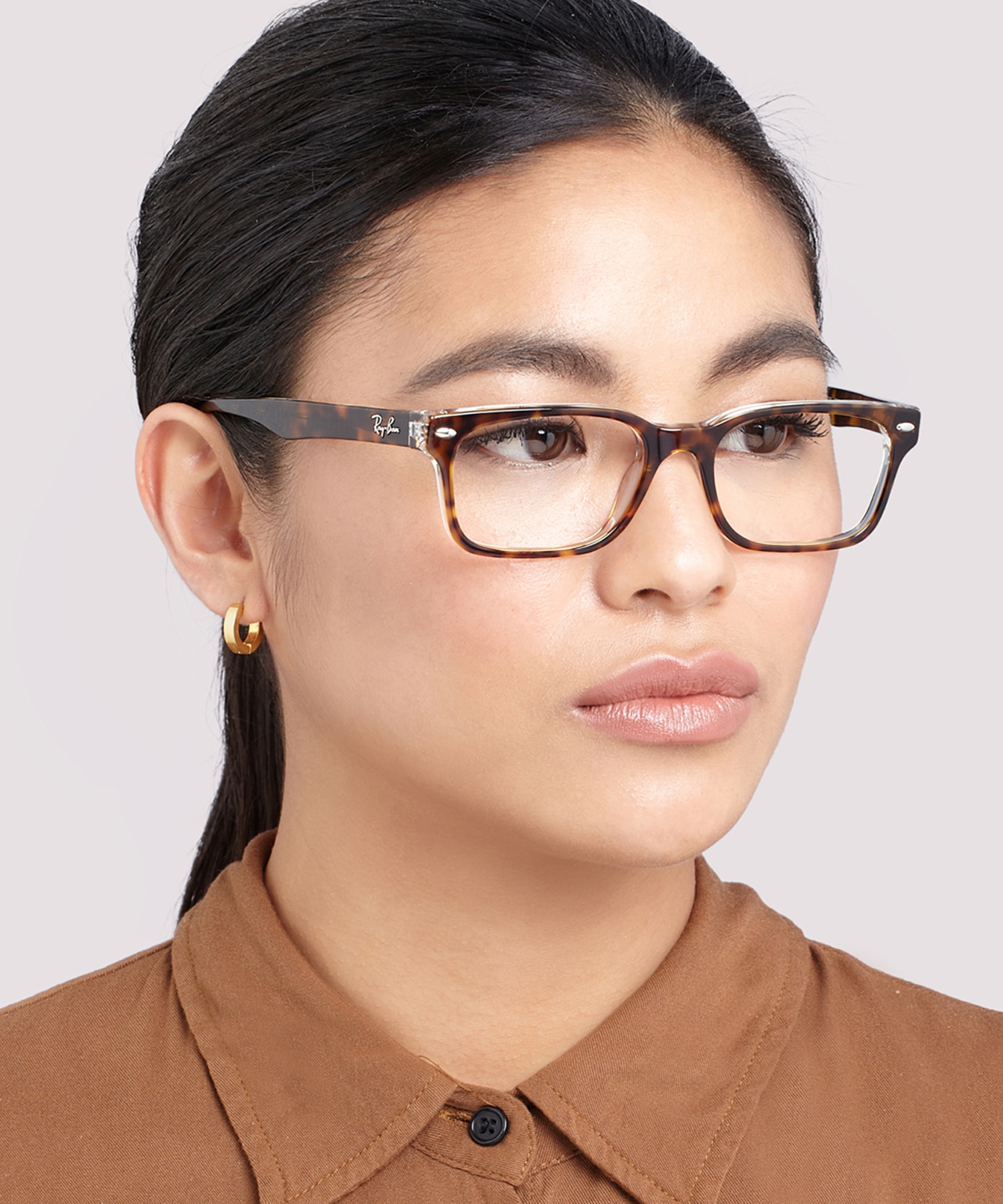 RB5286 Havana On Transparent AcetateEyeglass Frames for Women for Glasses Direct