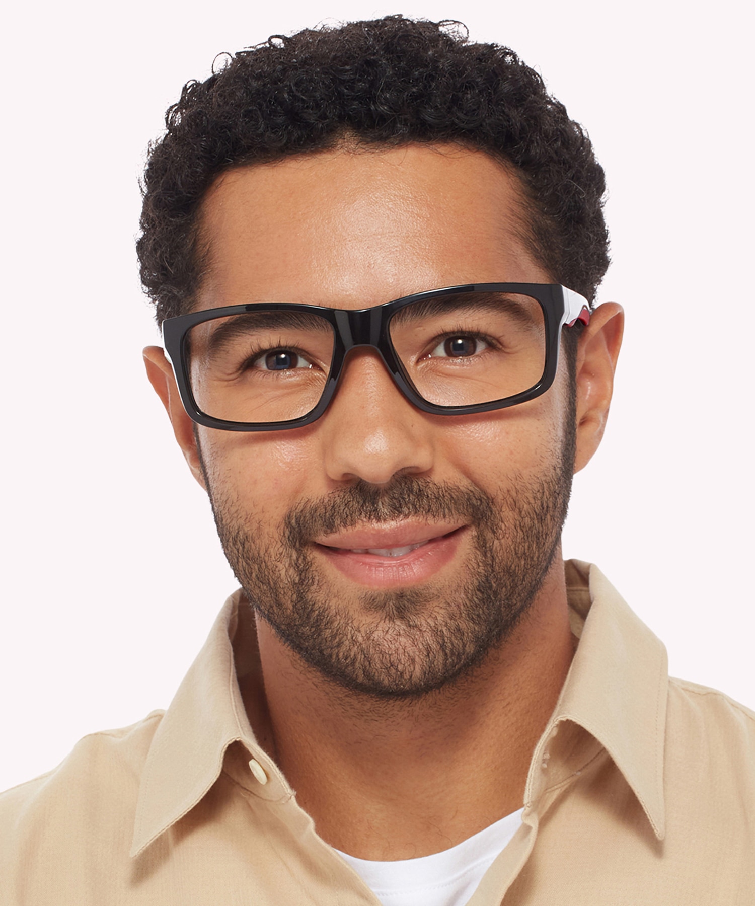 Beat Shiny Black & Red AcetateEyeglass Frames for Men for Glasses Direct