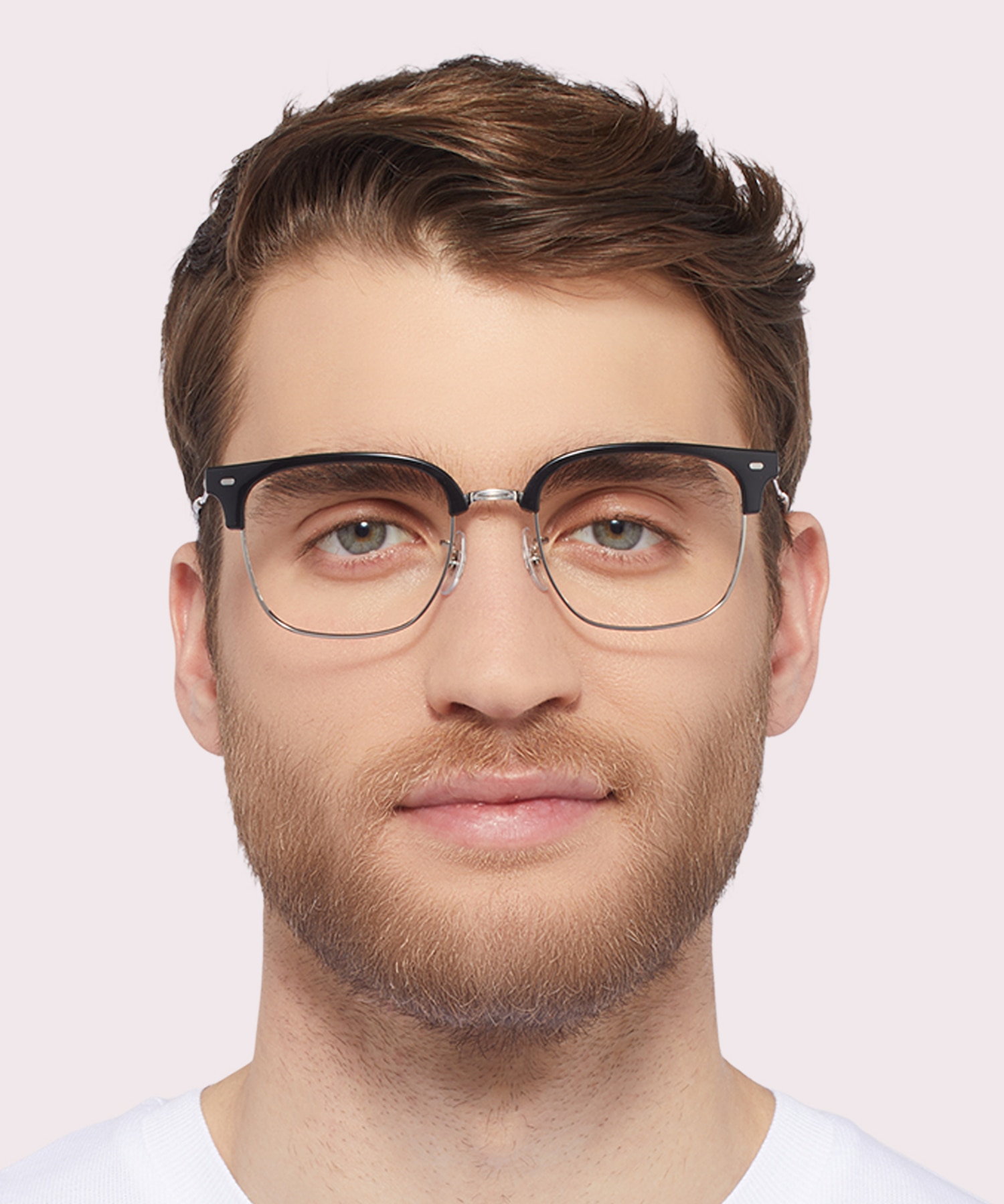 New Clubmaster Optics Black On Silver PlasticEyeglass Frames for Men for Glasses Direct