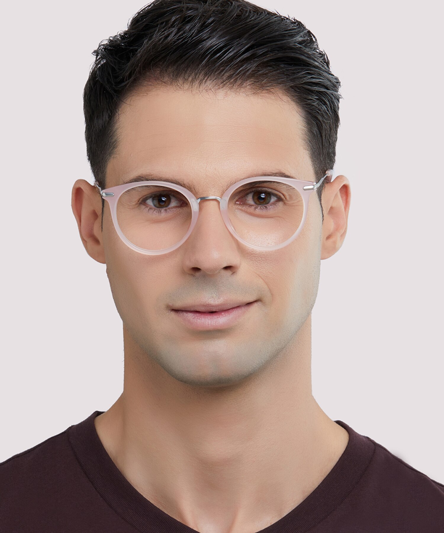 Bow Light Pink & Matte Silver AcetateEyeglass Frames for Men for Glasses Direct