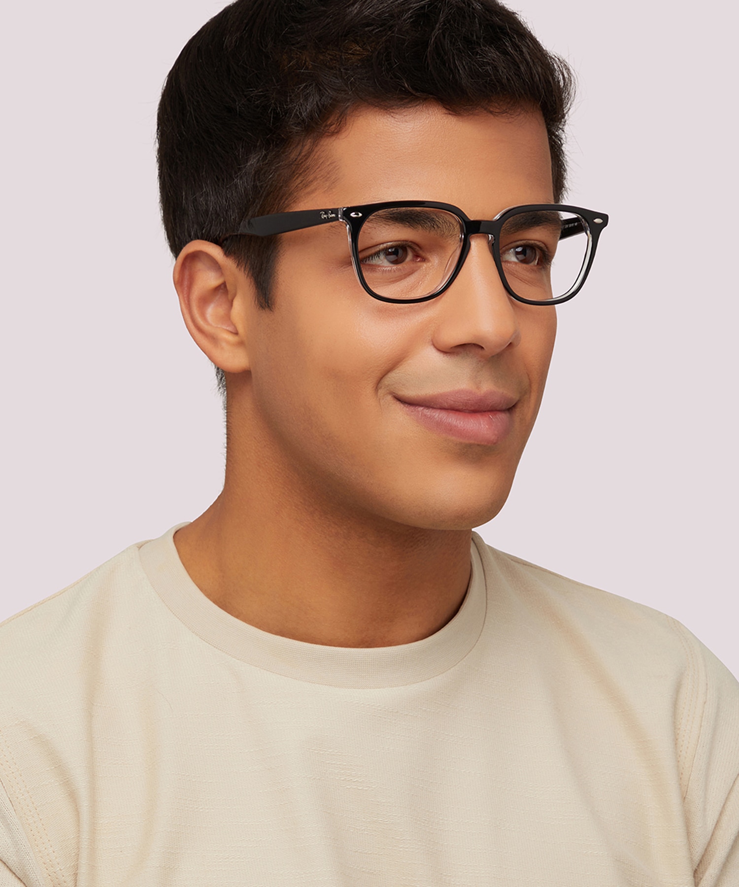 RB4362V Black On Transparent AcetateEyeglass Frames for Men for Glasses Direct