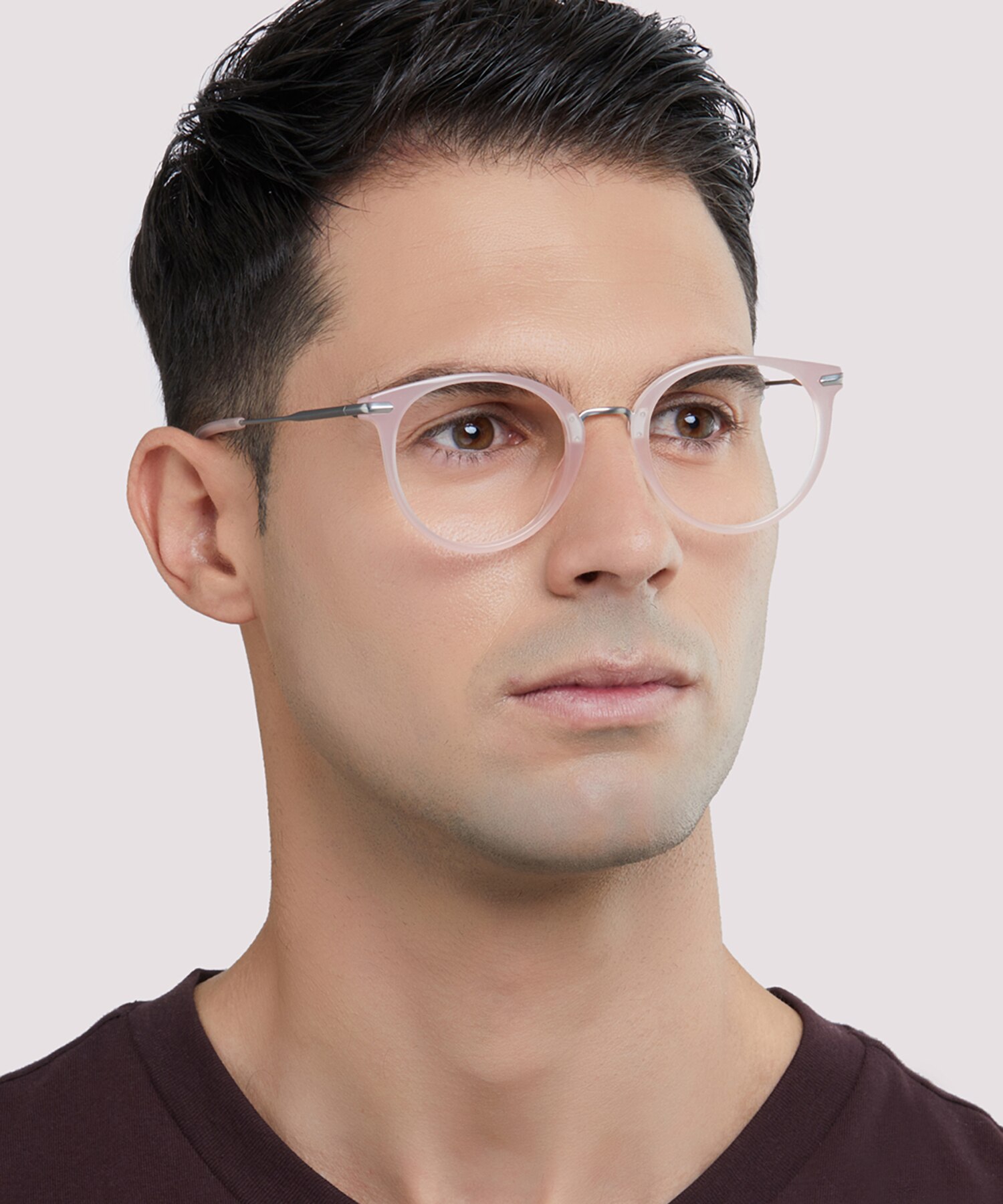 Bow Light Pink & Matte Silver AcetateEyeglass Frames for Men for Glasses Direct
