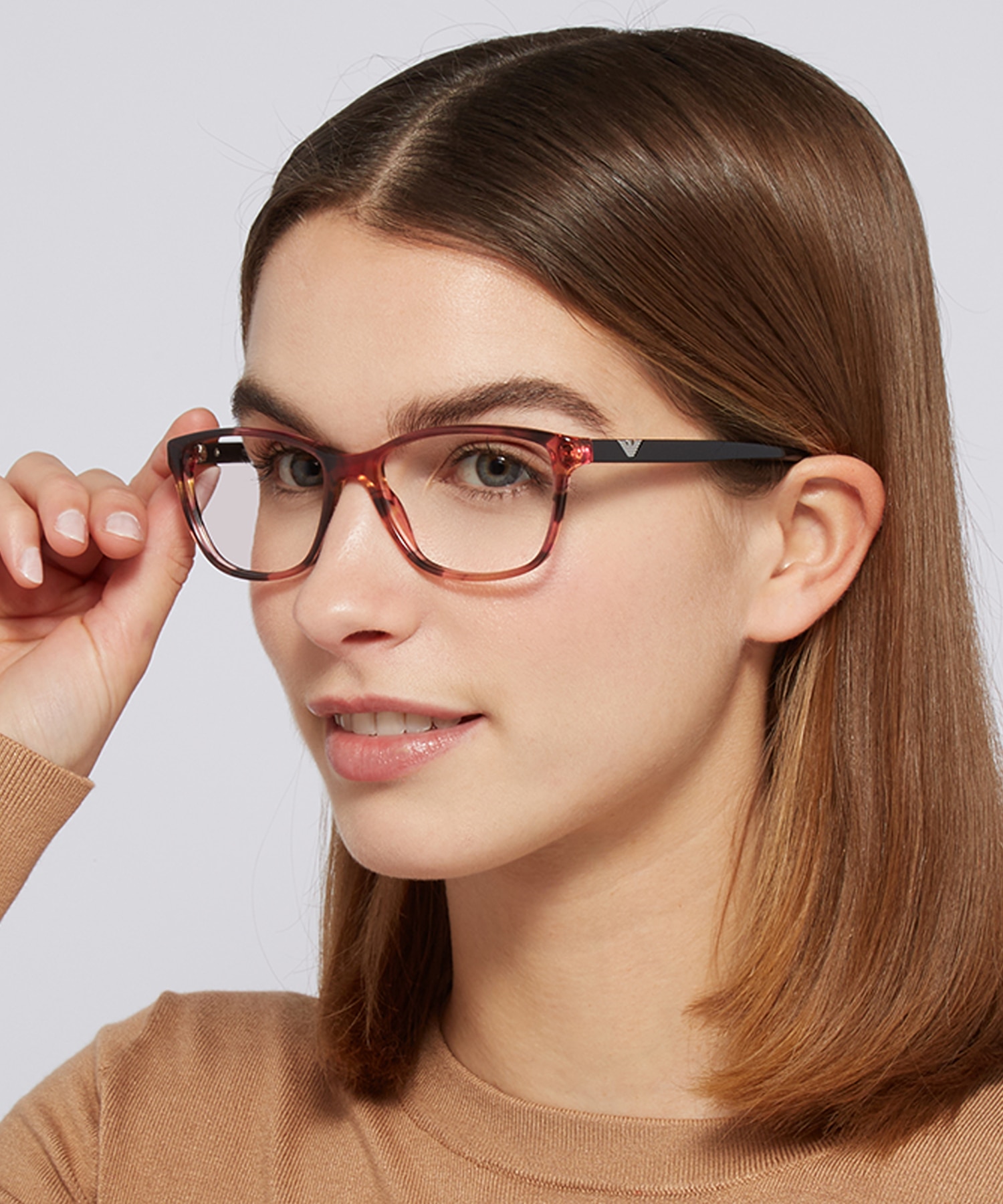 EA3099 Shiny Striped Pink AcetateEyeglass Frames for Women for Glasses Direct