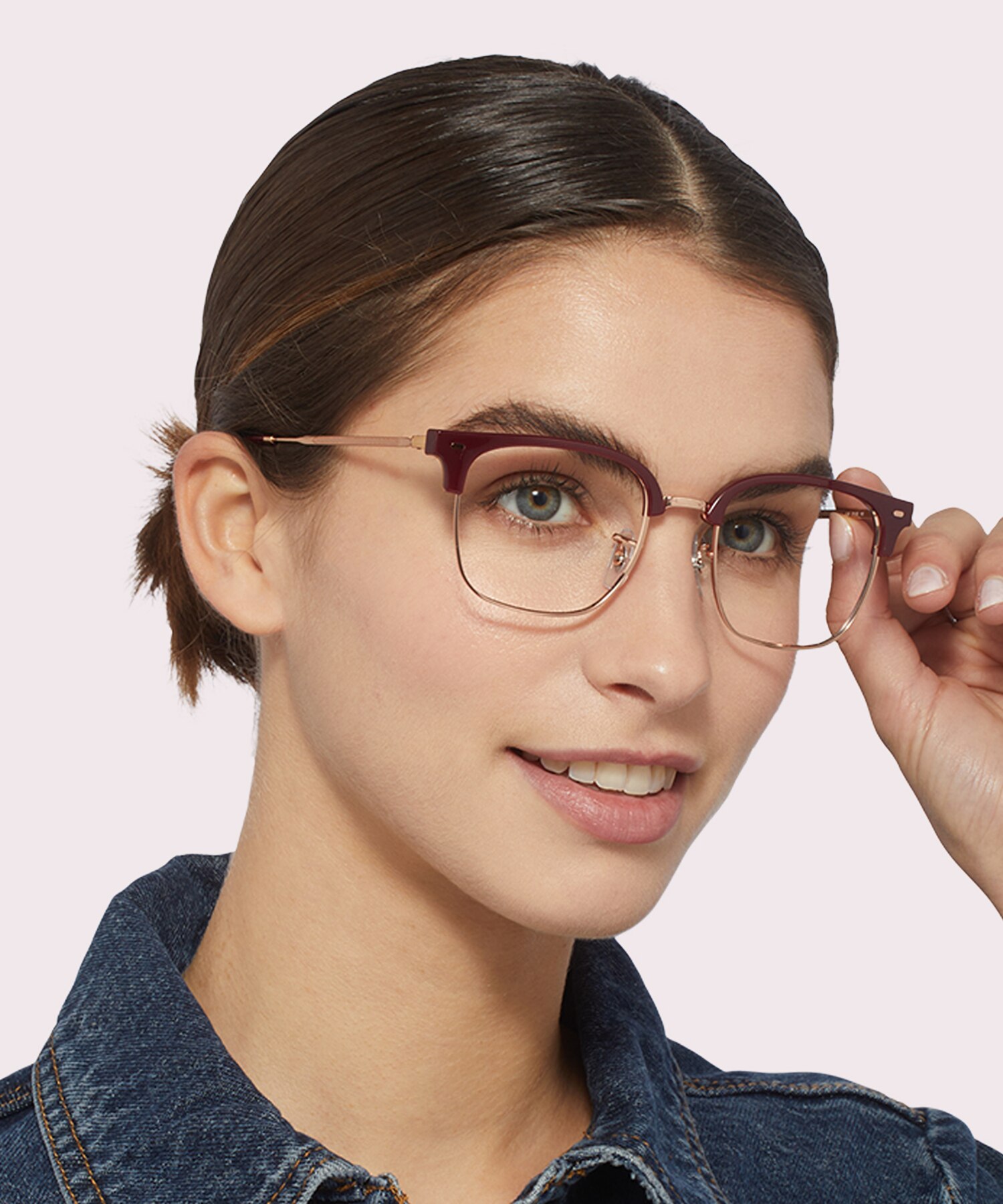 New Clubmaster Optics Bordeaux On Rose Gold PlasticEyeglass Frames for Women for Glasses Direct