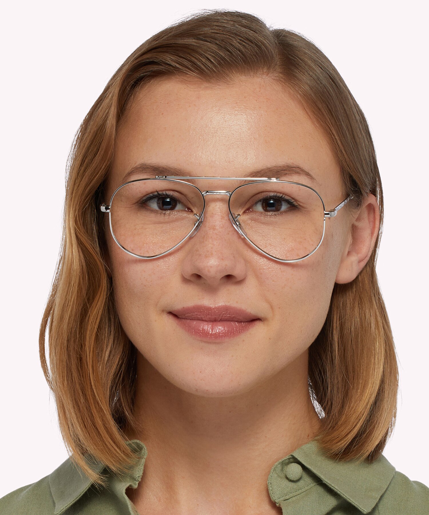 New Aviator Optics Silver MetalEyeglass Frames for Women for Glasses Direct