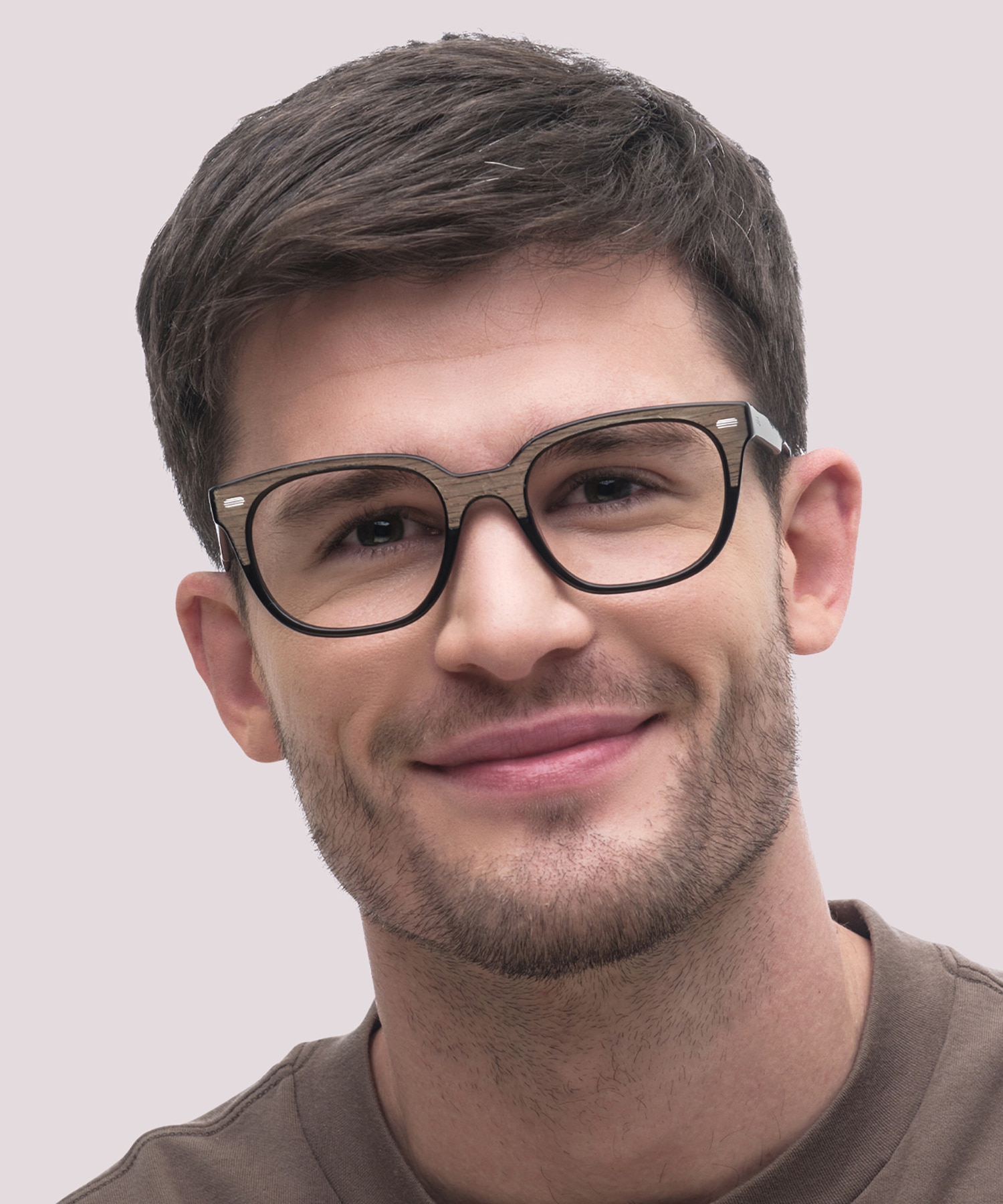 Hanwell Brown Wood Black AcetateEyeglass Frames for Men for Glasses Direct