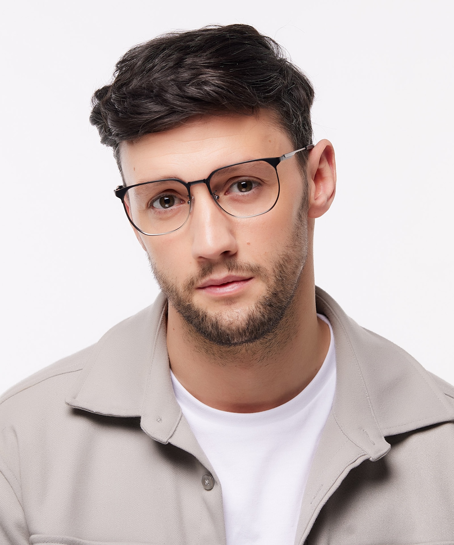 EA1158D Matte Black & Gunmetal MetalEyeglass Frames for Men for Glasses Direct
