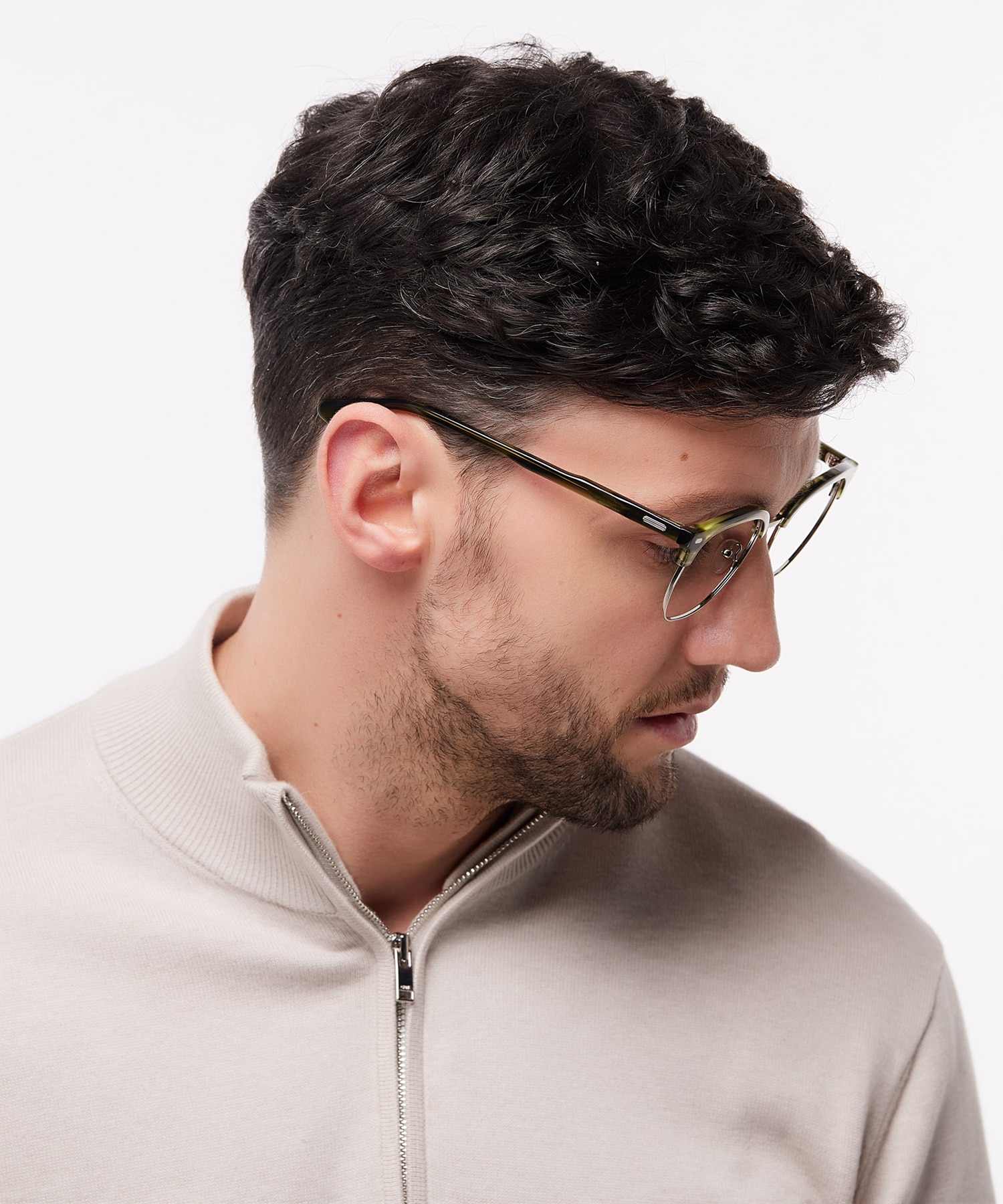 Keegan Horn Green & Silver MetalEyeglass Frames for Men for Glasses Direct