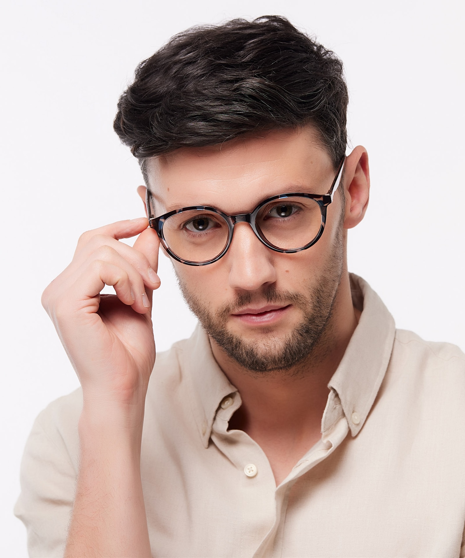 Bevis Shiny Demi Blue PlasticEyeglass Frames for Men for Glasses Direct