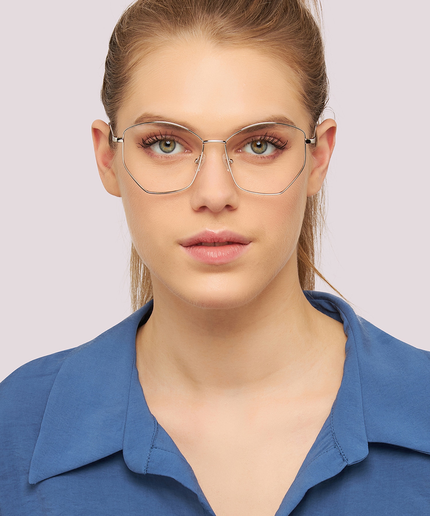 Eliza Shiny Silver MetalEyeglass Frames for Women for Glasses Direct
