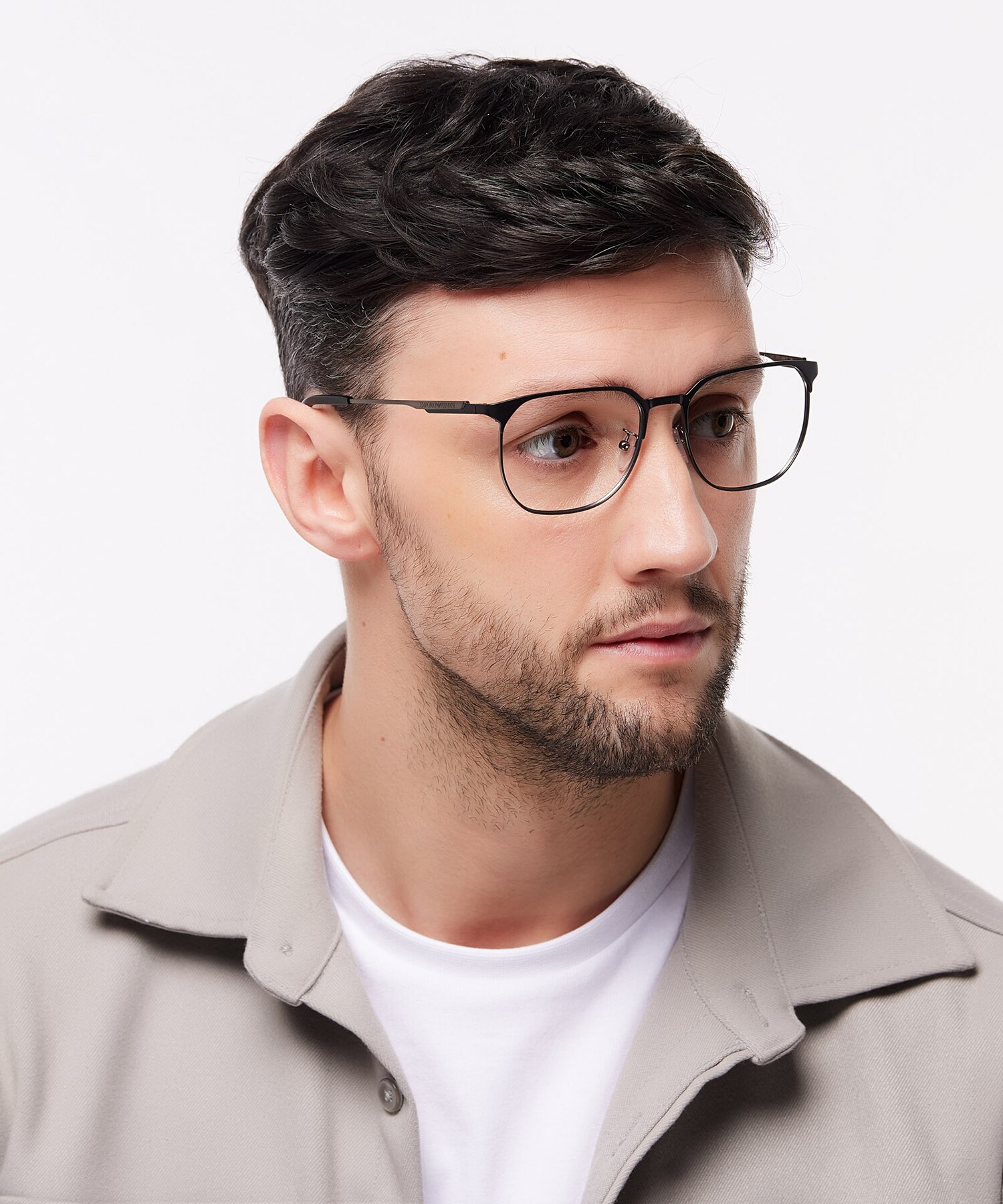 EA1158D Matte Black & Gunmetal MetalEyeglass Frames for Men for Glasses Direct