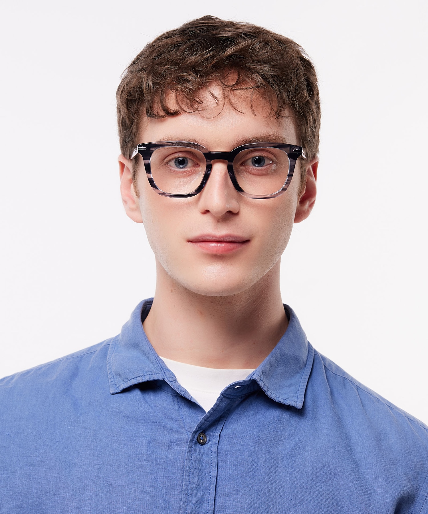 Kew Horn Blue Grey AcetateEyeglass Frames for Men for Glasses Direct