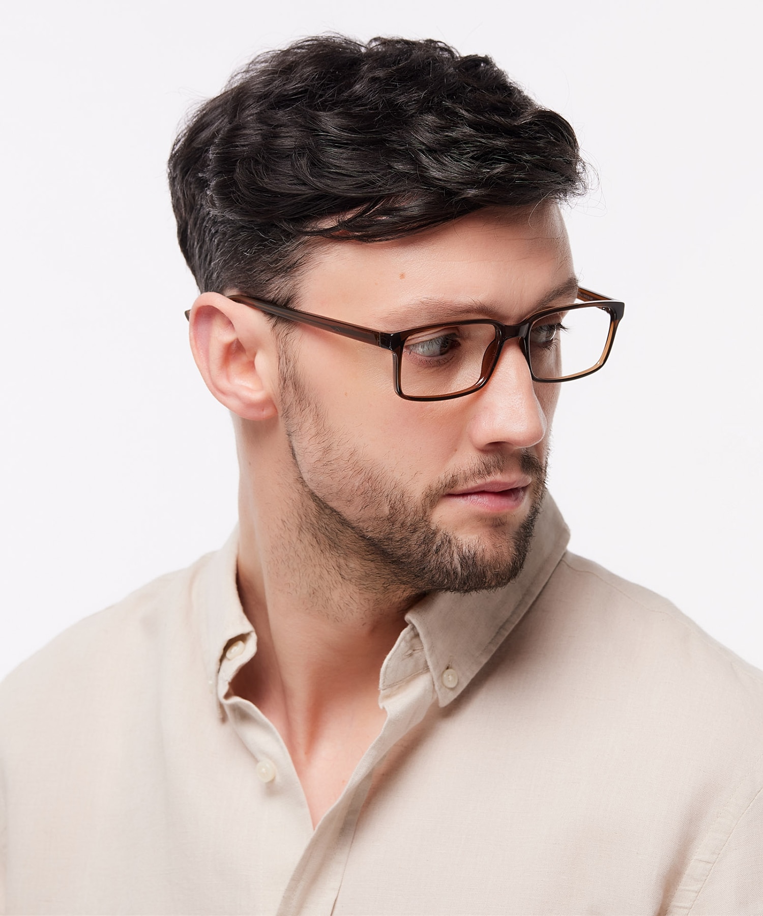 Kabir Crystal Brown PlasticEyeglass Frames for Men for Glasses Direct