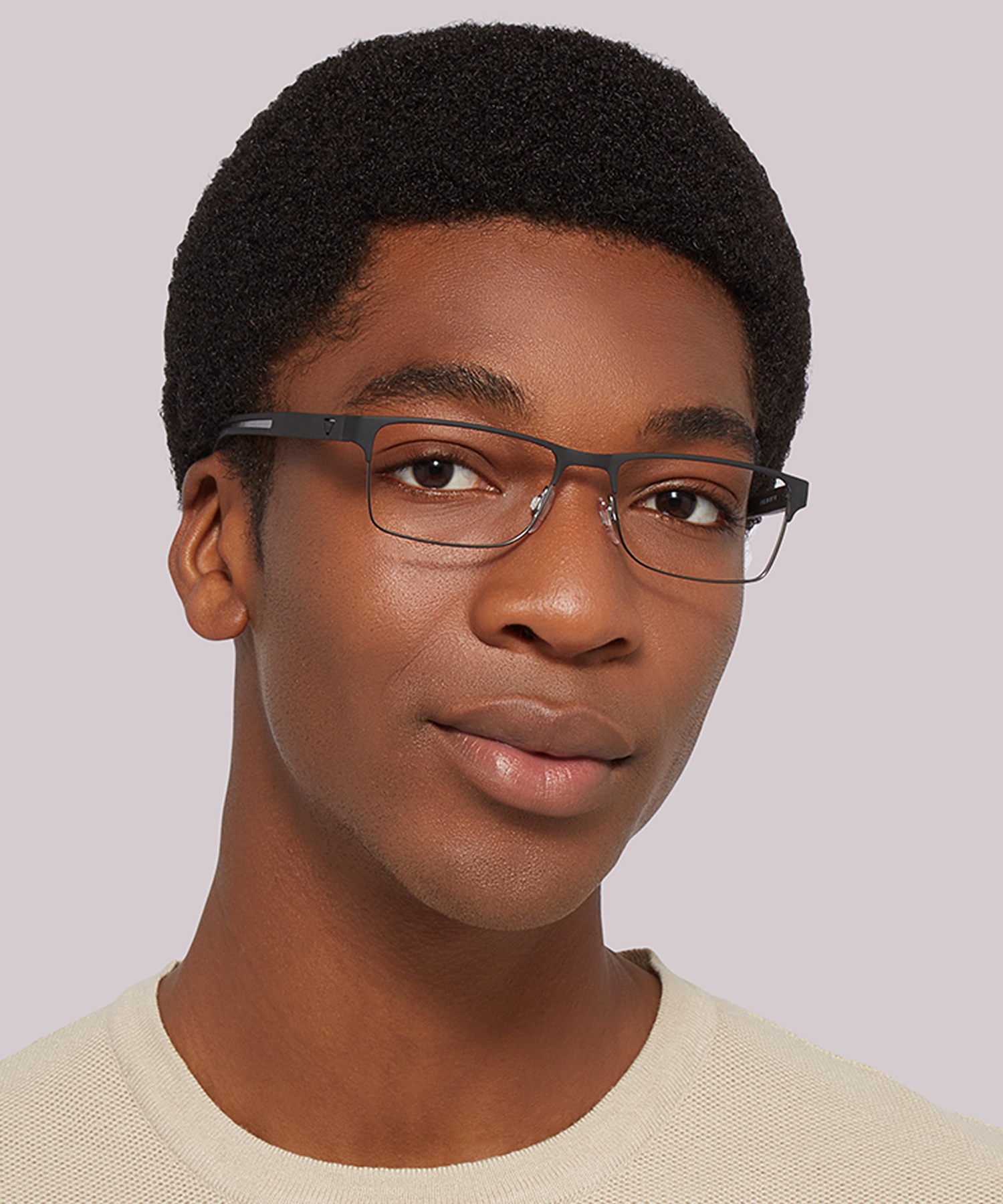EA1052 Rubber Black & Gunmetal MetalEyeglass Frames for Men for Glasses Direct