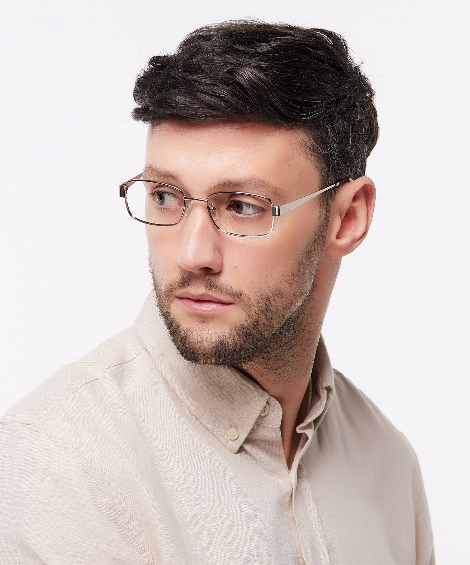 Karl Shiny Silver MetalEyeglass Frames for Men for Glasses Direct