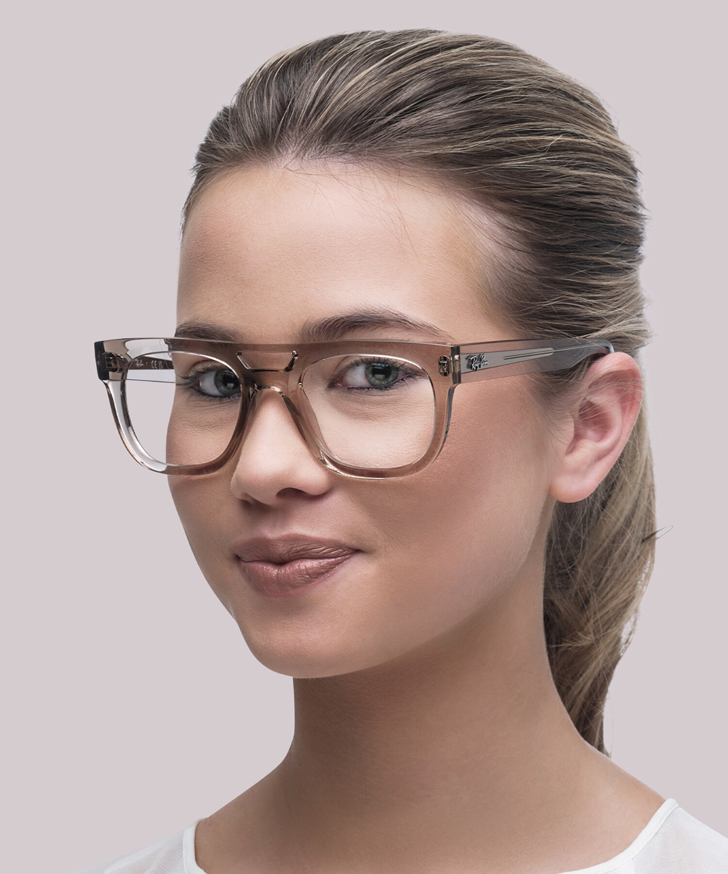 RB7226 Transparent Light Brown PlasticSunglass Frames for Women for Glasses Direct