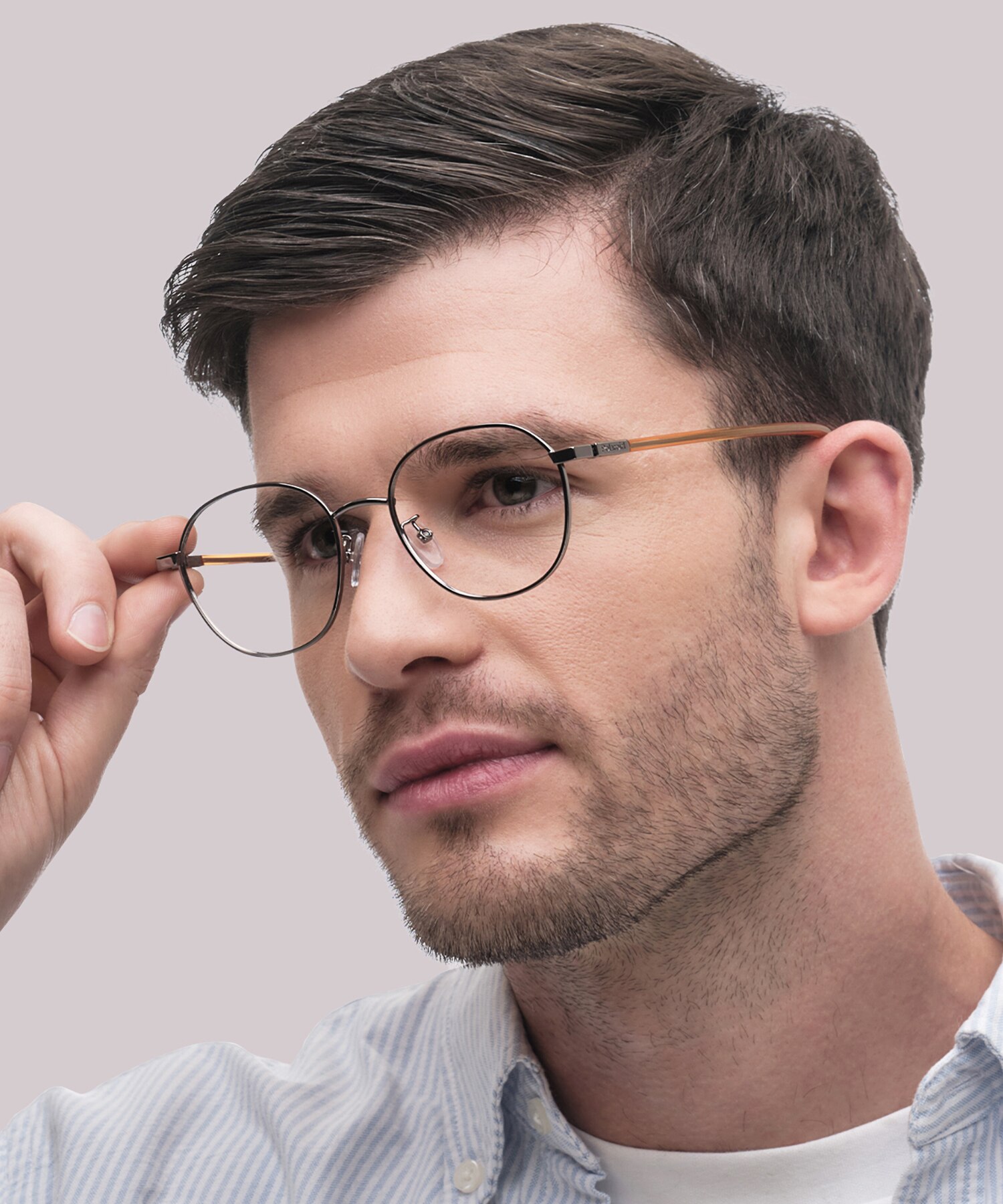 PLD D456/G Silver Shiny MetalEyeglass Frames for Men for Glasses Direct