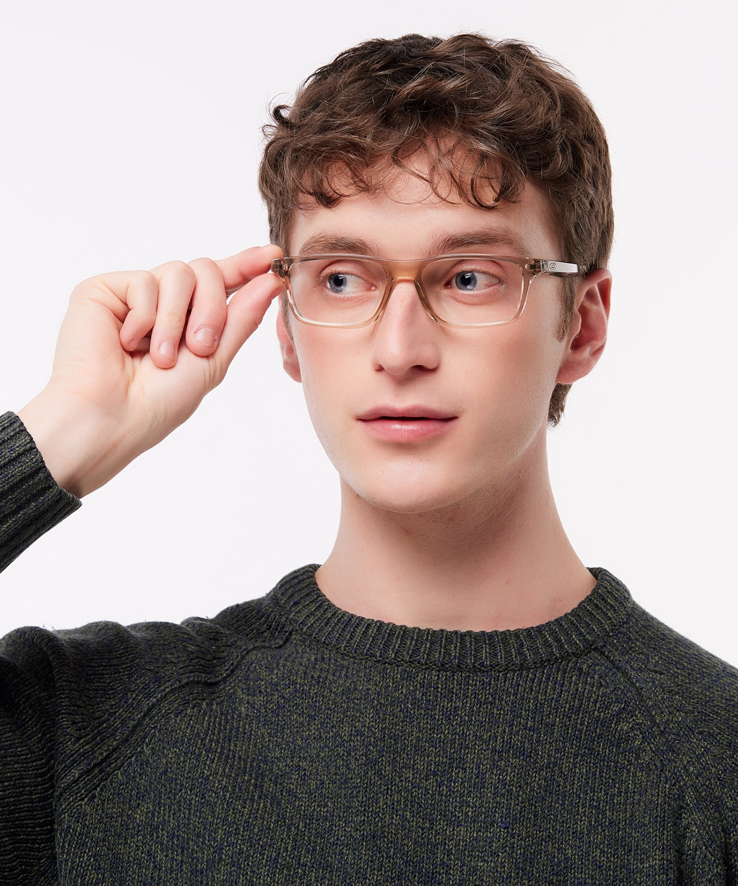 Port Bow Coalesce Collection Polished Transparent Sepia PlasticEyeglass Frames for Men for Glasses Direct
