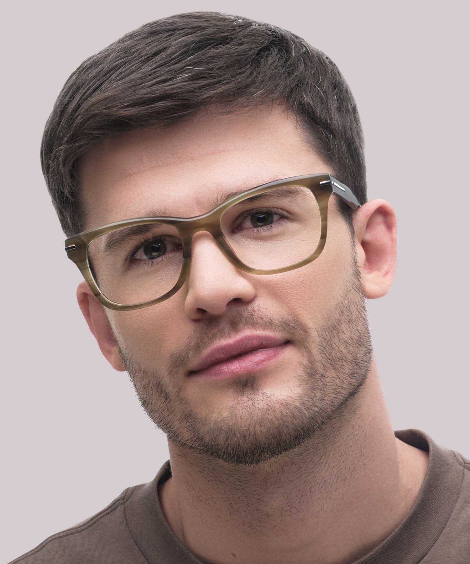 Hammersmith Khaki Horn AcetateEyeglass Frames for Men for Glasses Direct