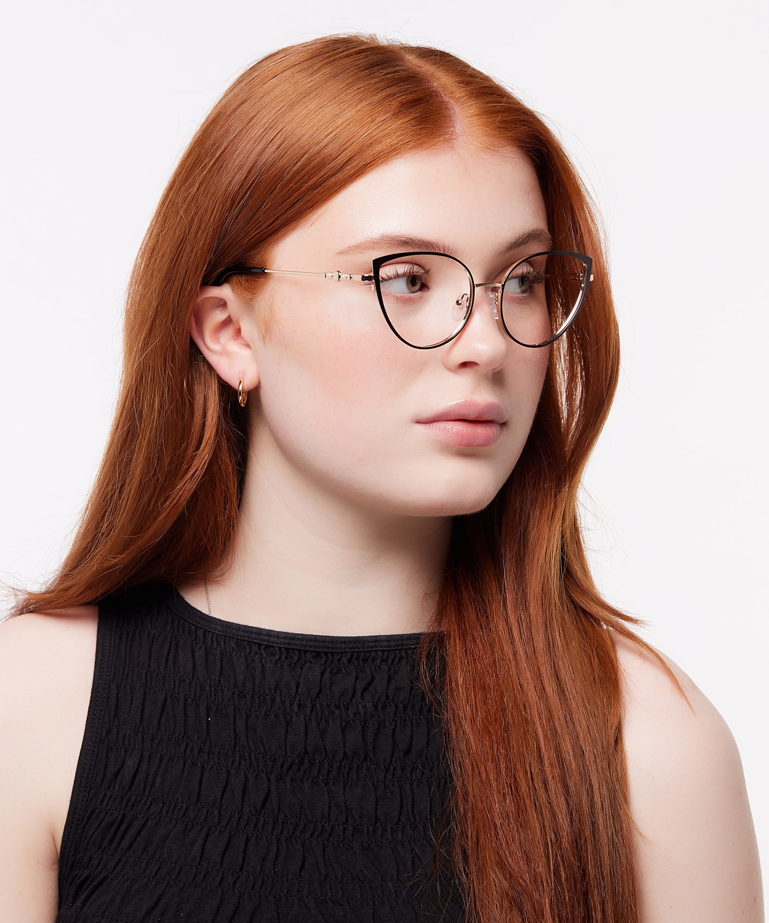 Kamila Shiny Gold & Black MetalEyeglass Frames for Women for Glasses Direct