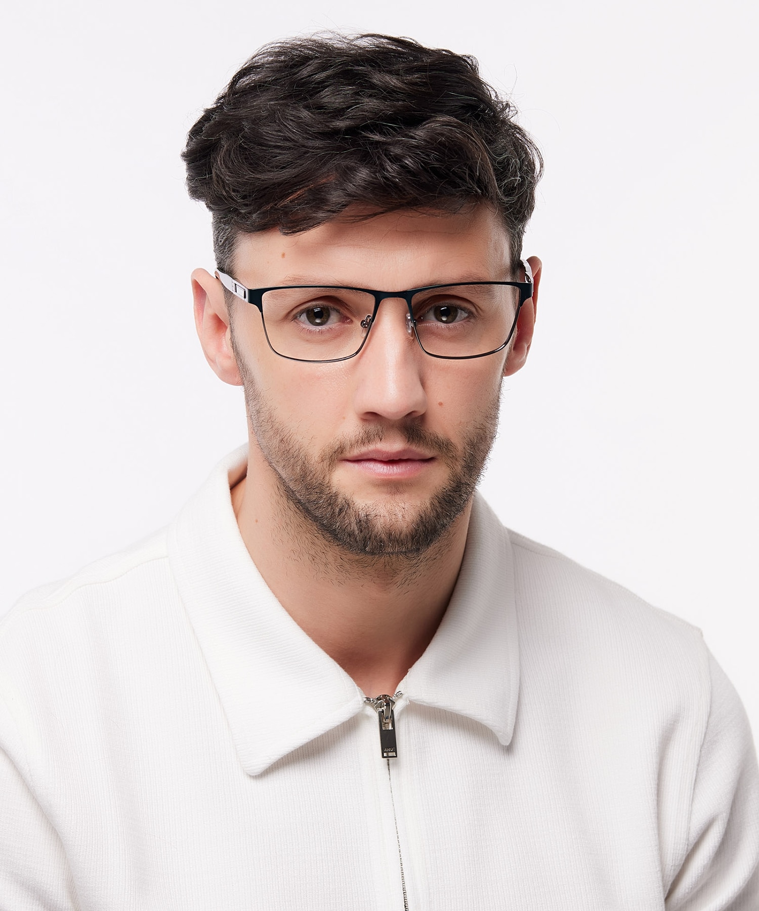 Ken Matte Green & Shiny Silver MetalEyeglass Frames for Men for Glasses Direct