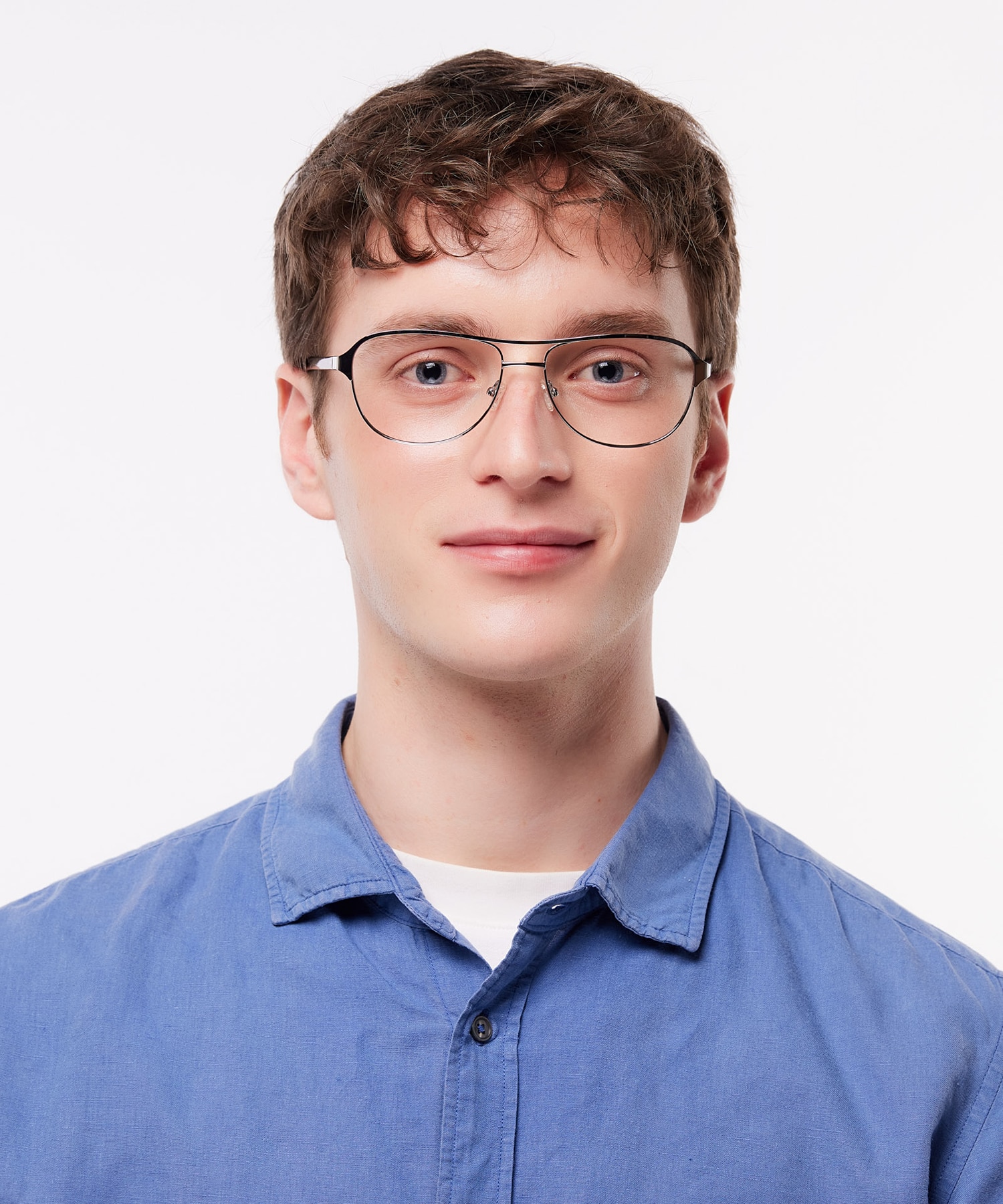 Redford Shiny Silver & Black MetalEyeglass Frames for Men for Glasses Direct