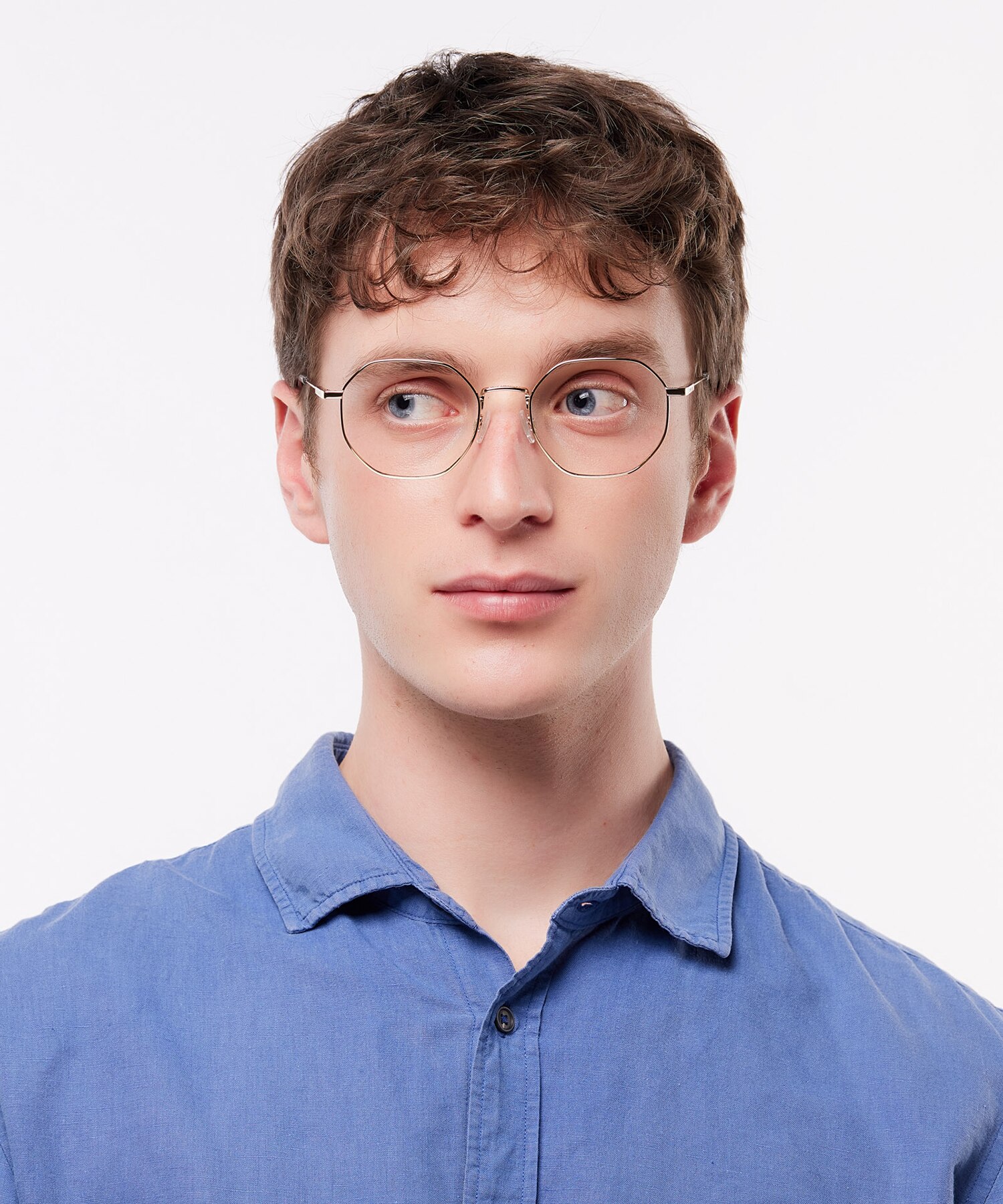 TJ 0096 Gold Shiny MetalSunglass Frames for Men for Glasses Direct