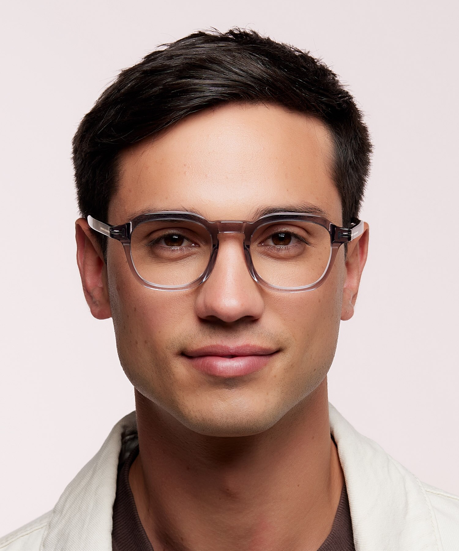 Glasses Direct ™ -FT5836-B - Round Grey Frame Glasses For Men