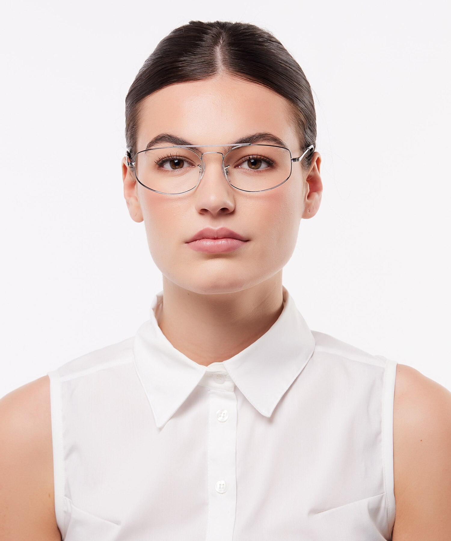 Explorer V Optics Silver MetalEyeglass Frames for Women for Glasses Direct