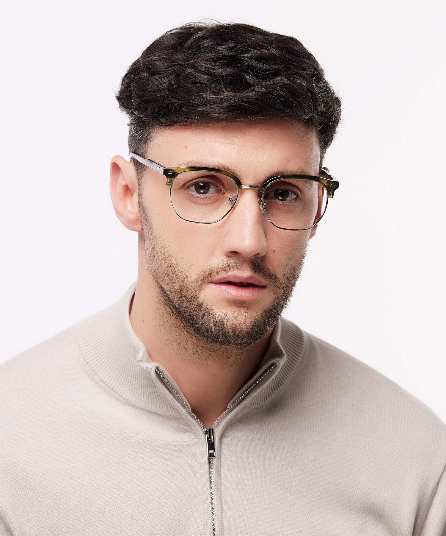 Keegan Horn Green & Silver MetalEyeglass Frames for Men for Glasses Direct