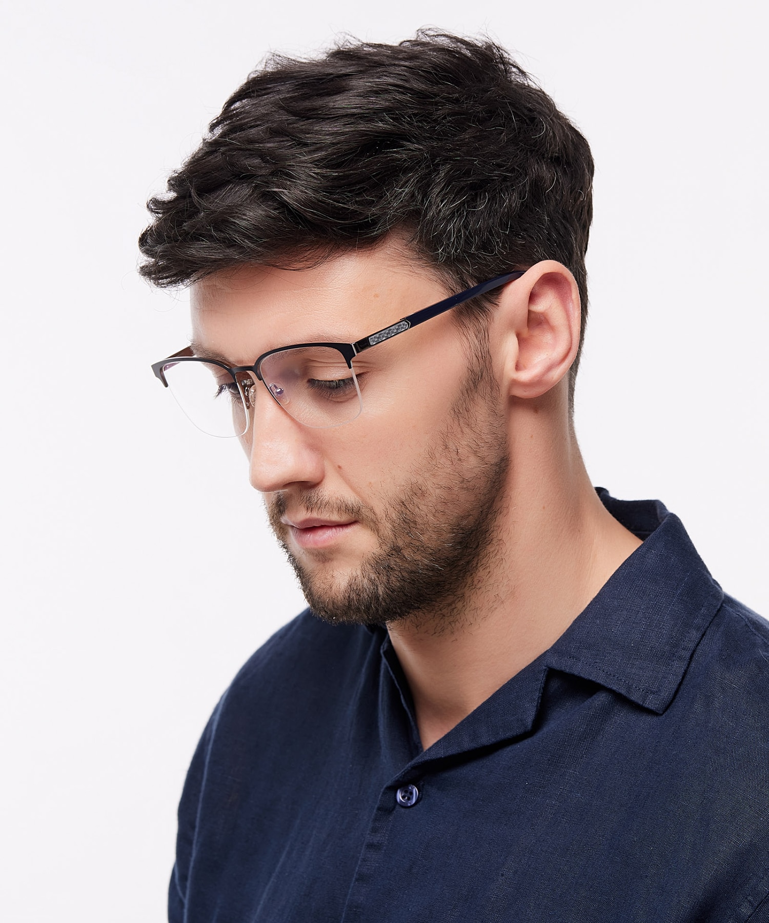 Kevin Matte Blue & Gunmetal MetalEyeglass Frames for Men for Glasses Direct