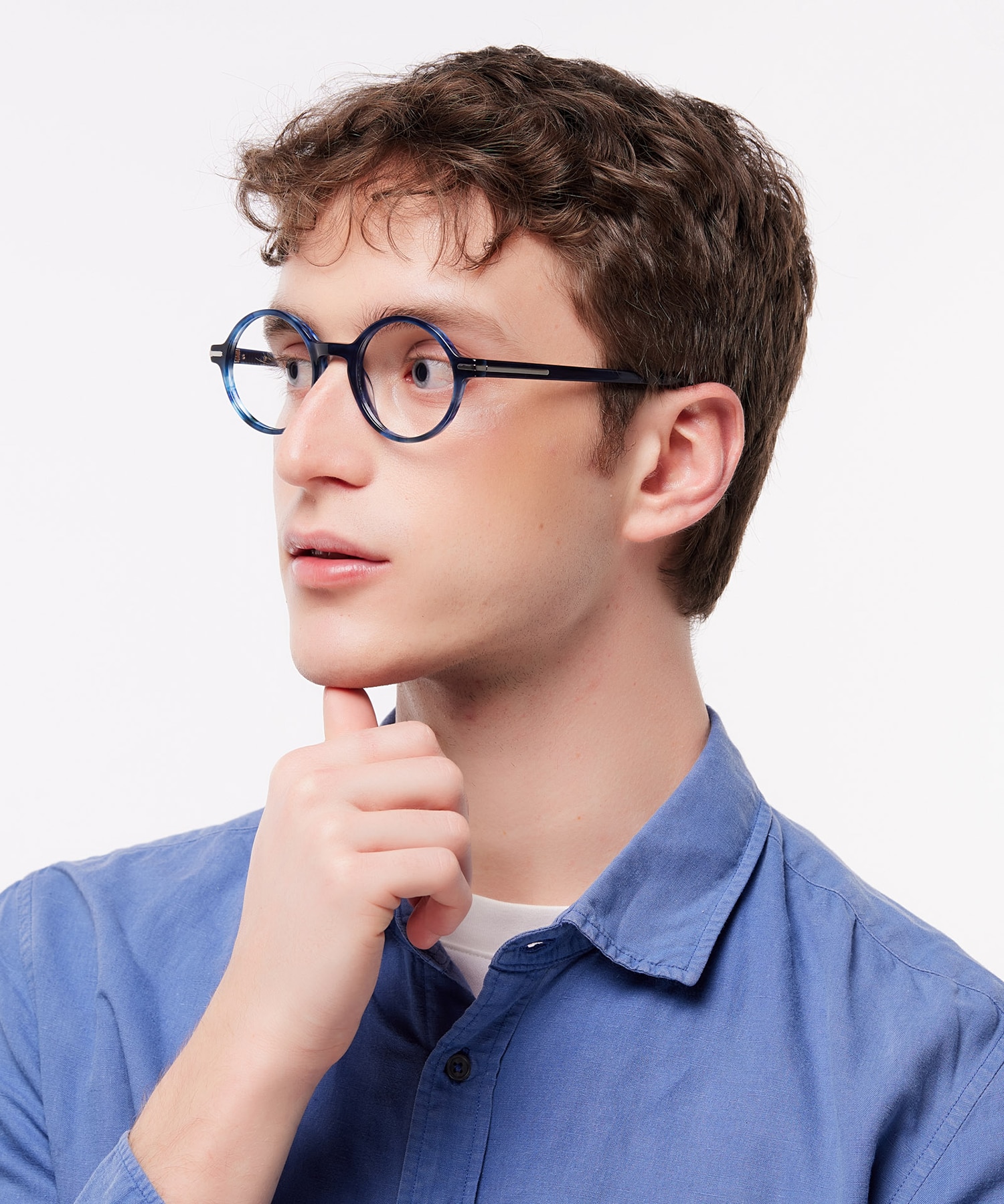 Kilburn Horn Blue AcetateEyeglass Frames for Men for Glasses Direct