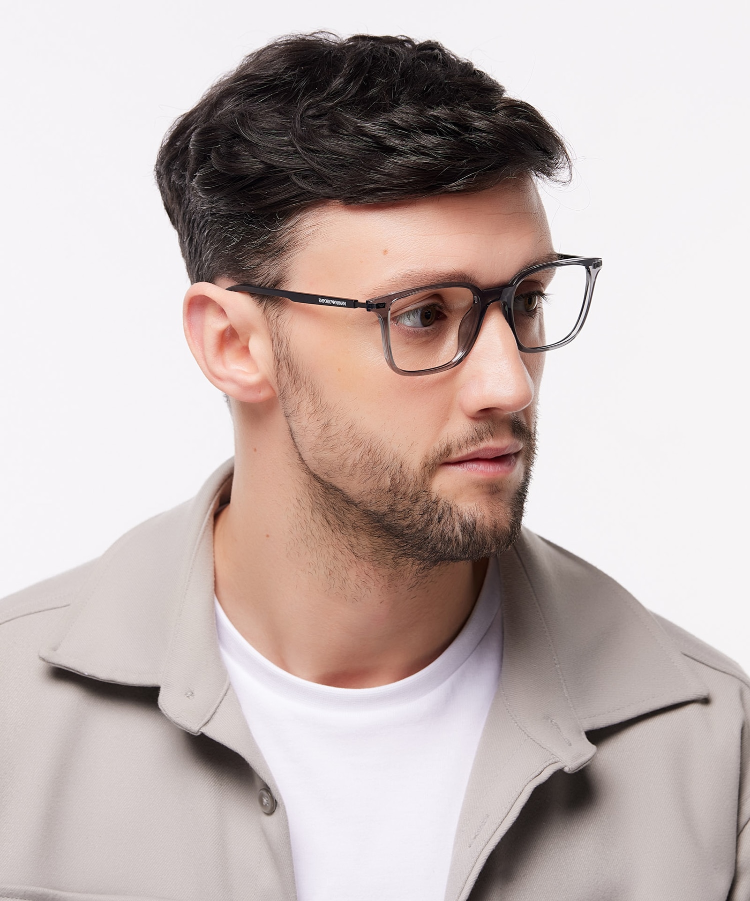 EA3242U Shiny Transparent Black PlasticSunglass Frames for Men for Glasses Direct